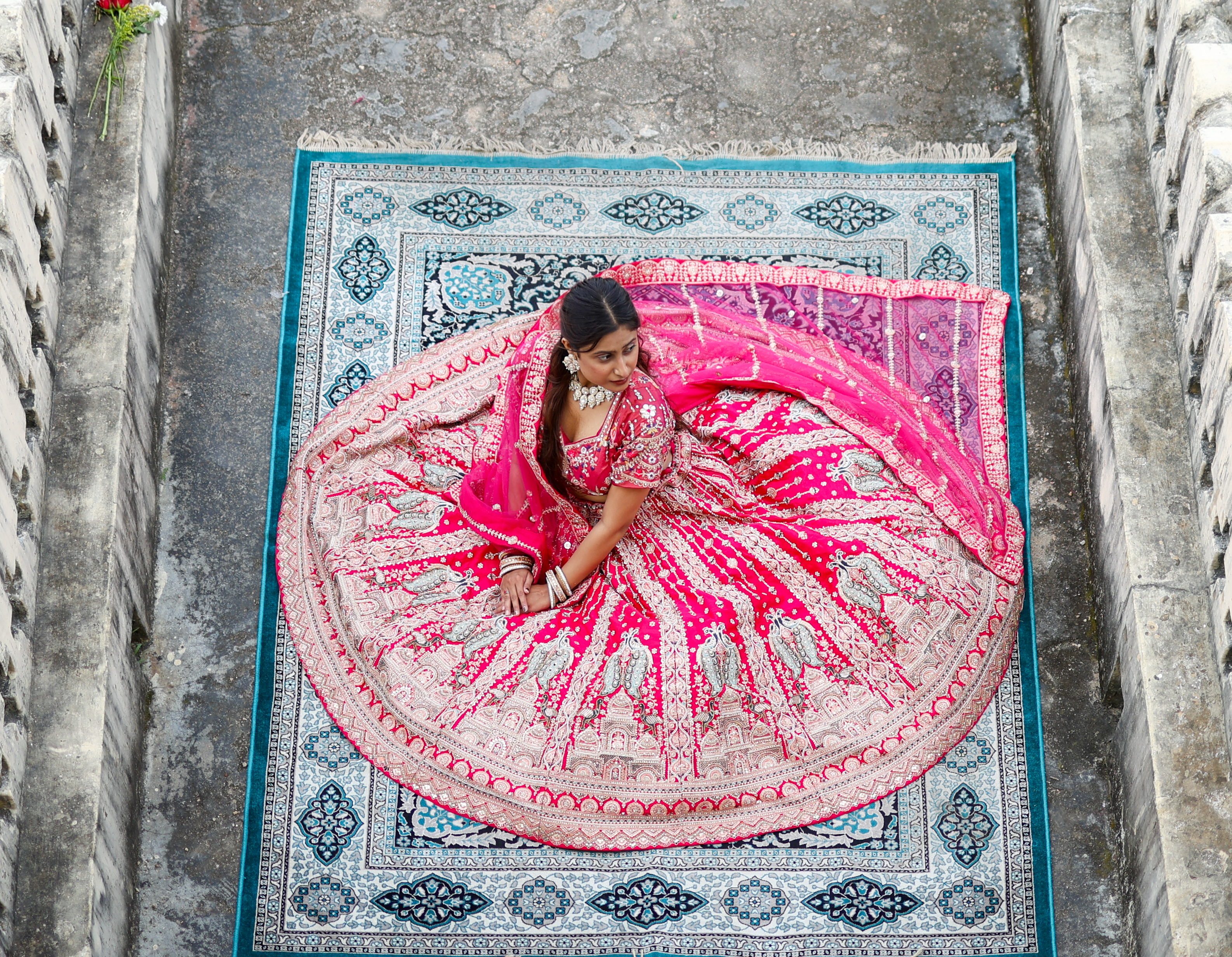 Embroidered Pink Bridal Lehenga