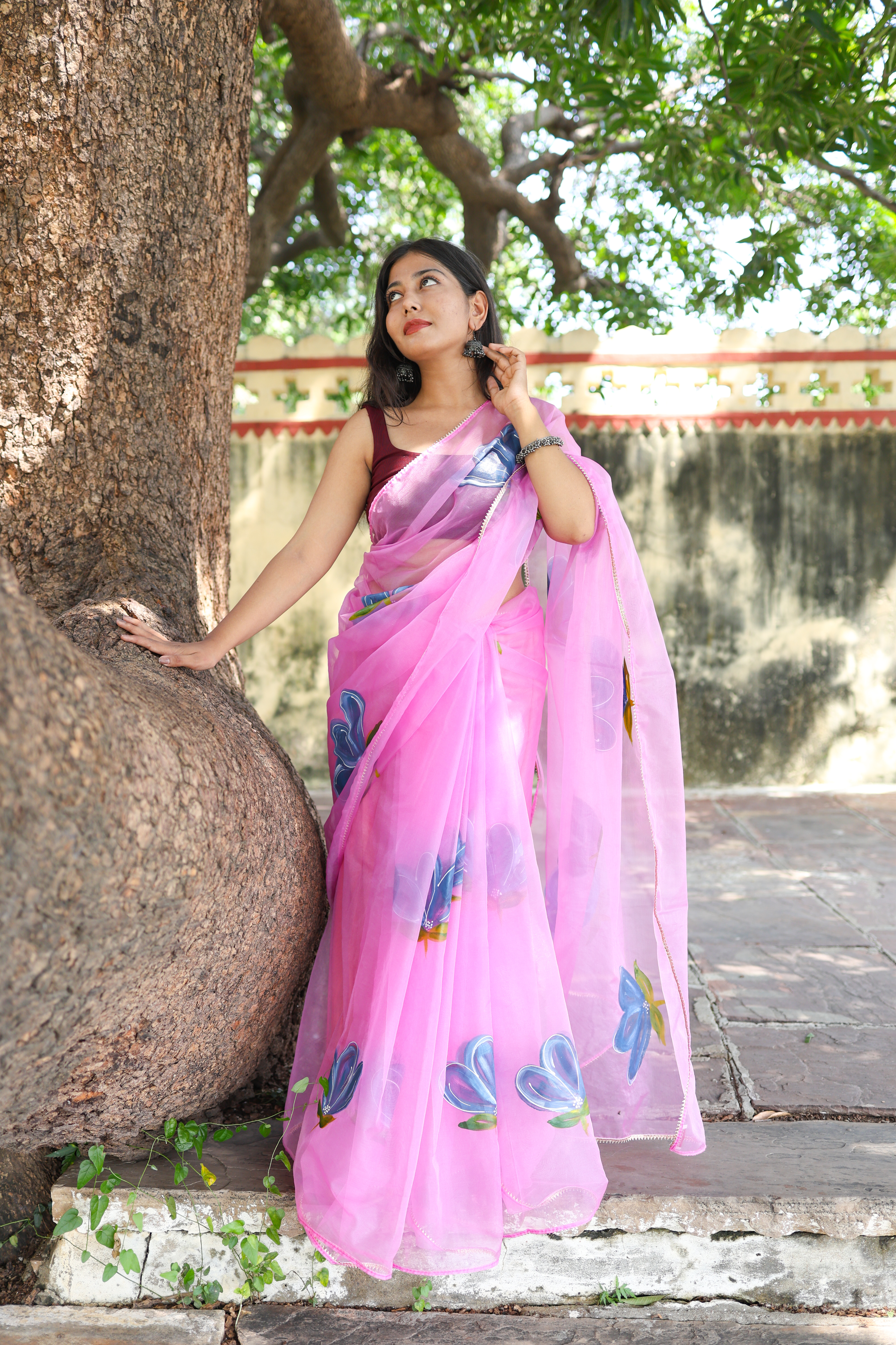 Pink Floral Saree