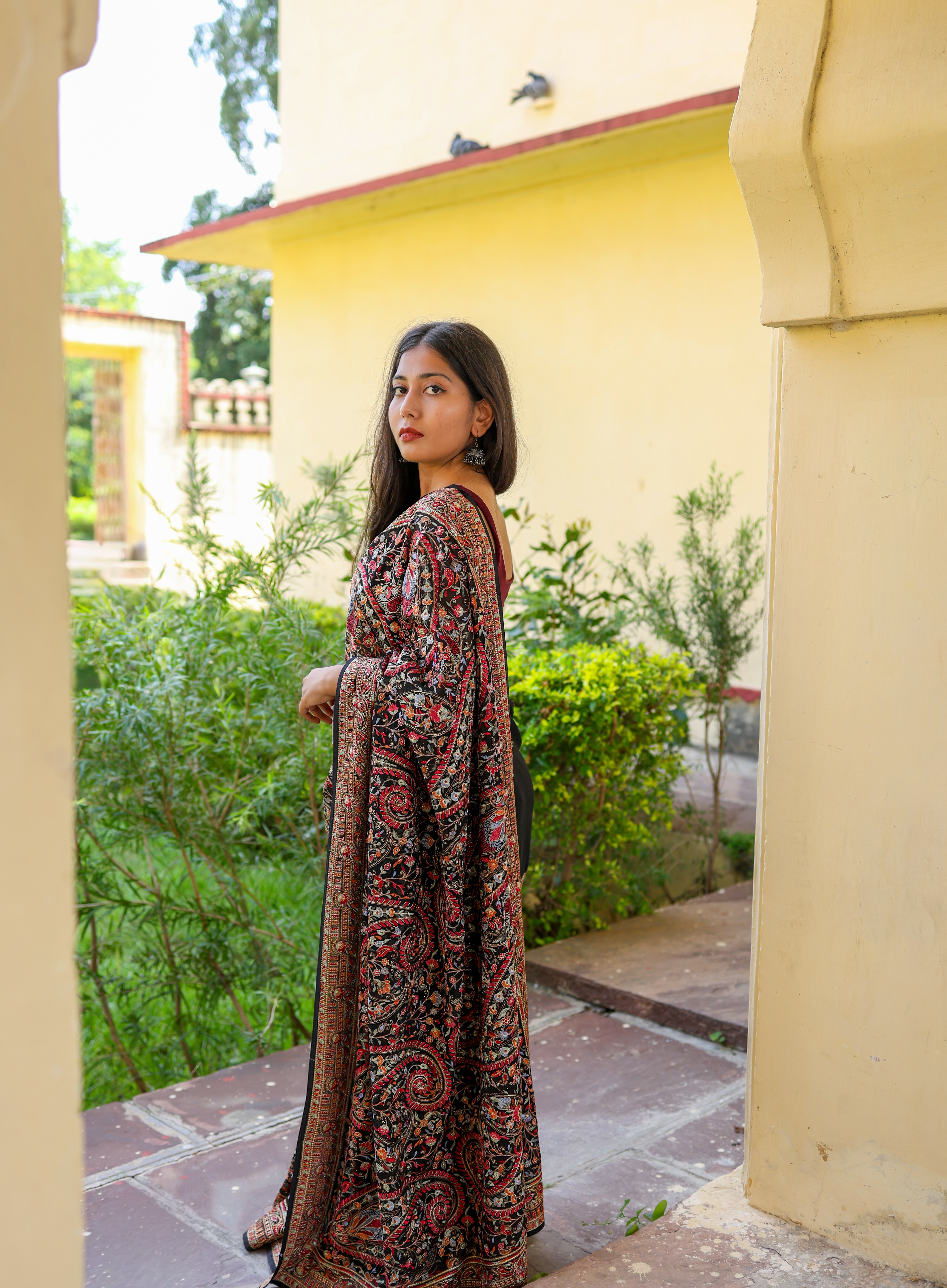 Traditional Kashmiri Embroidery Saree