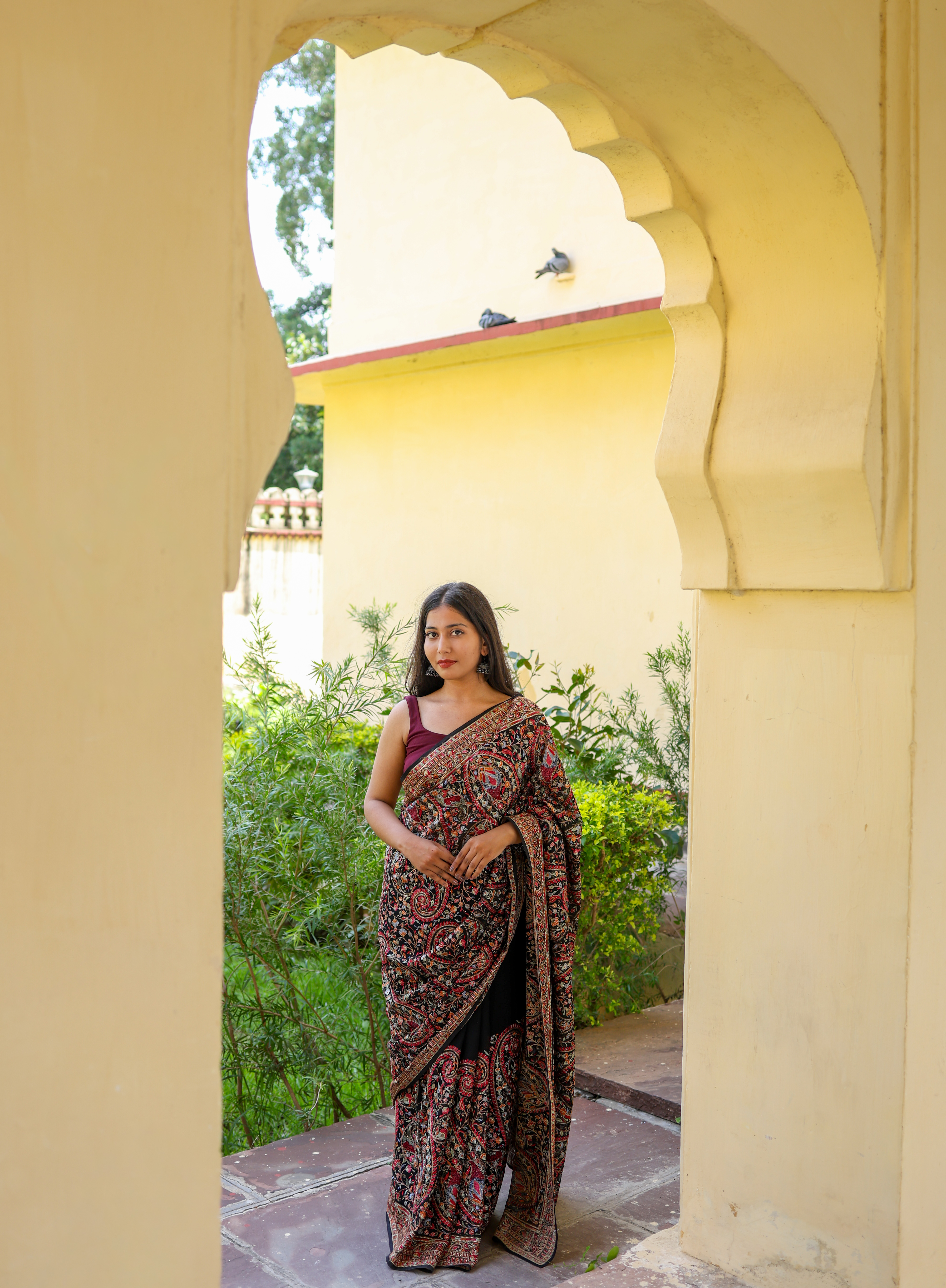 Traditional Kashmiri Embroidery Saree