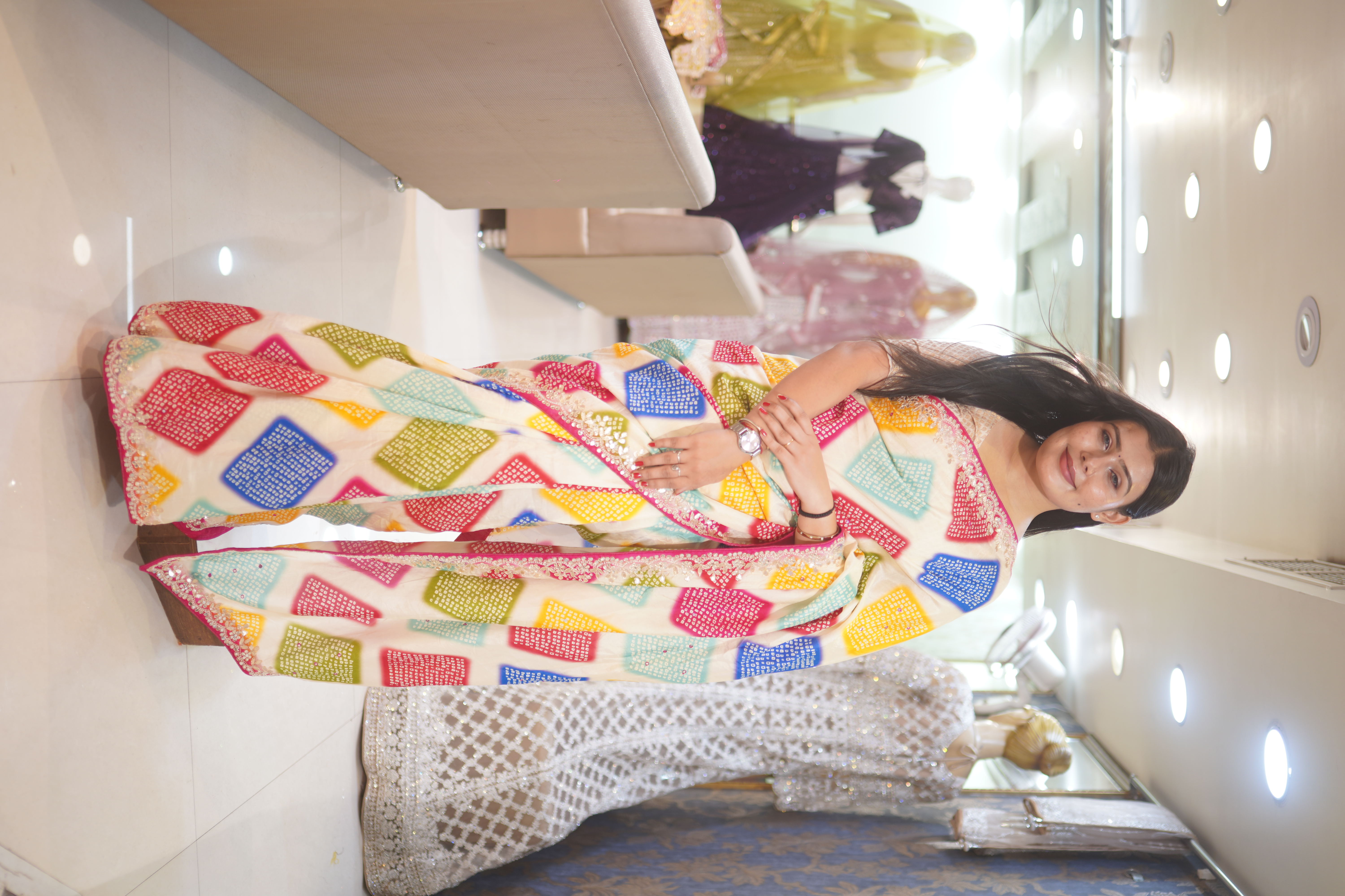 Multicolor Geometric Printed Saree