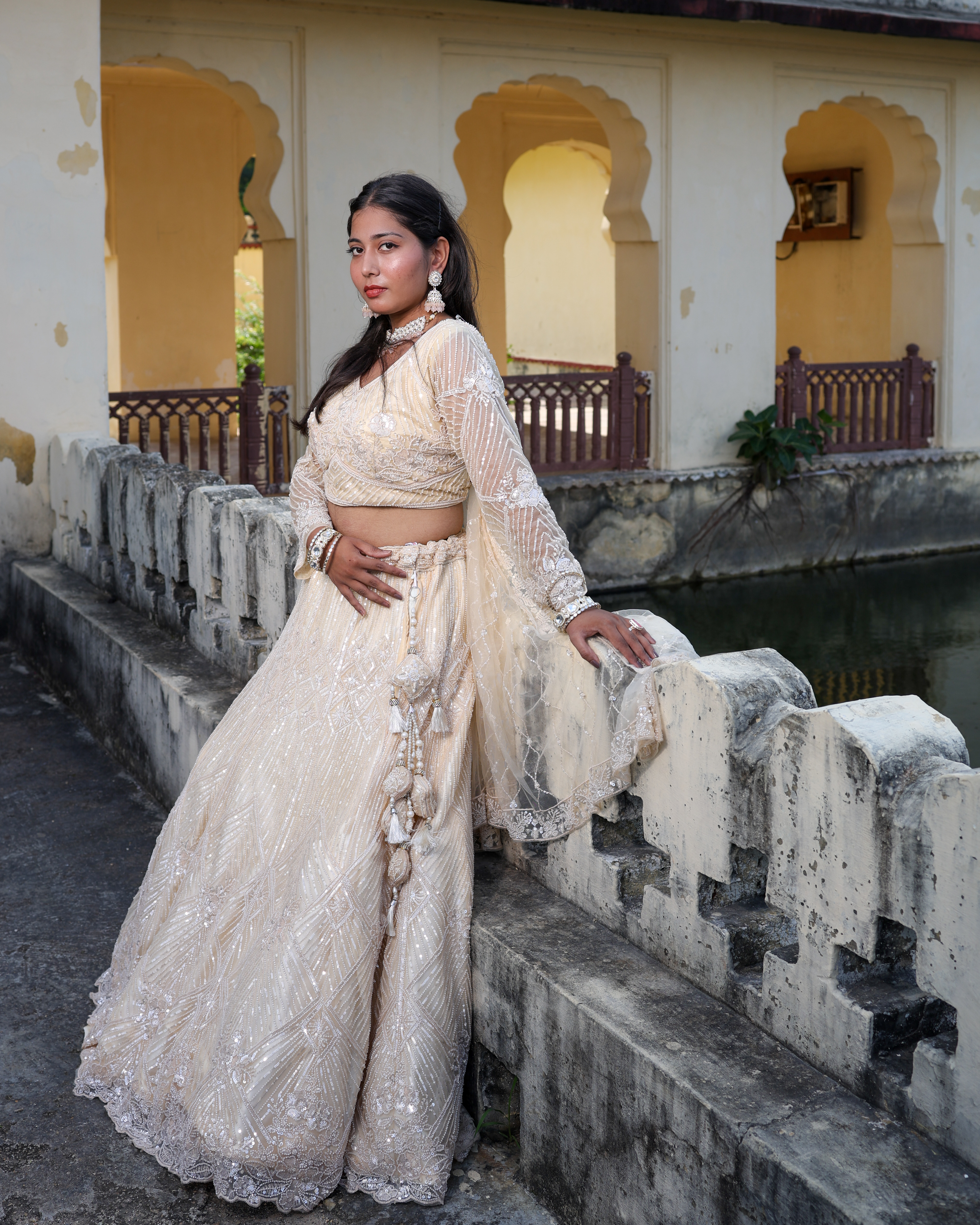 Elegant Cream Bridal Lehenga