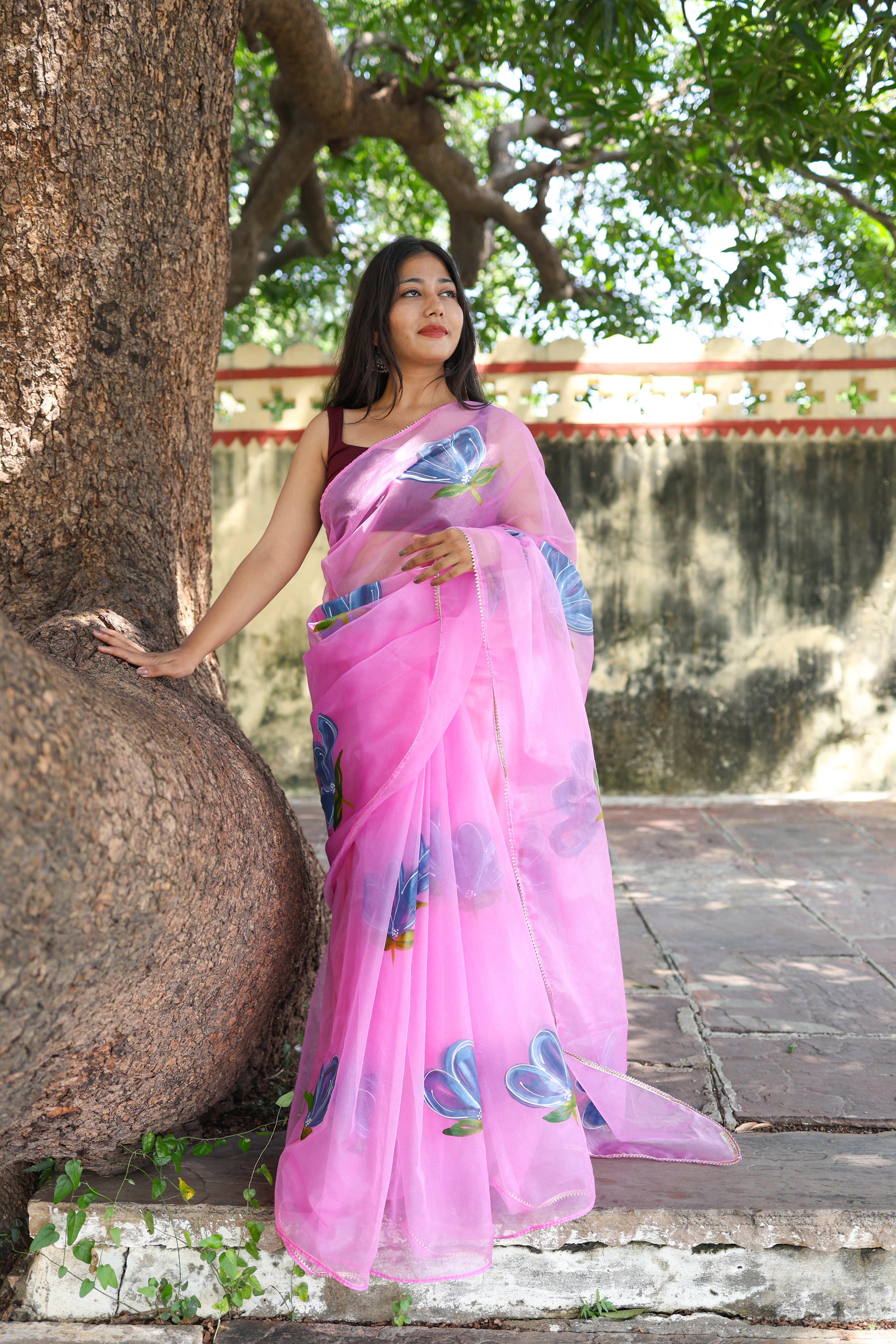 Pink Floral Saree