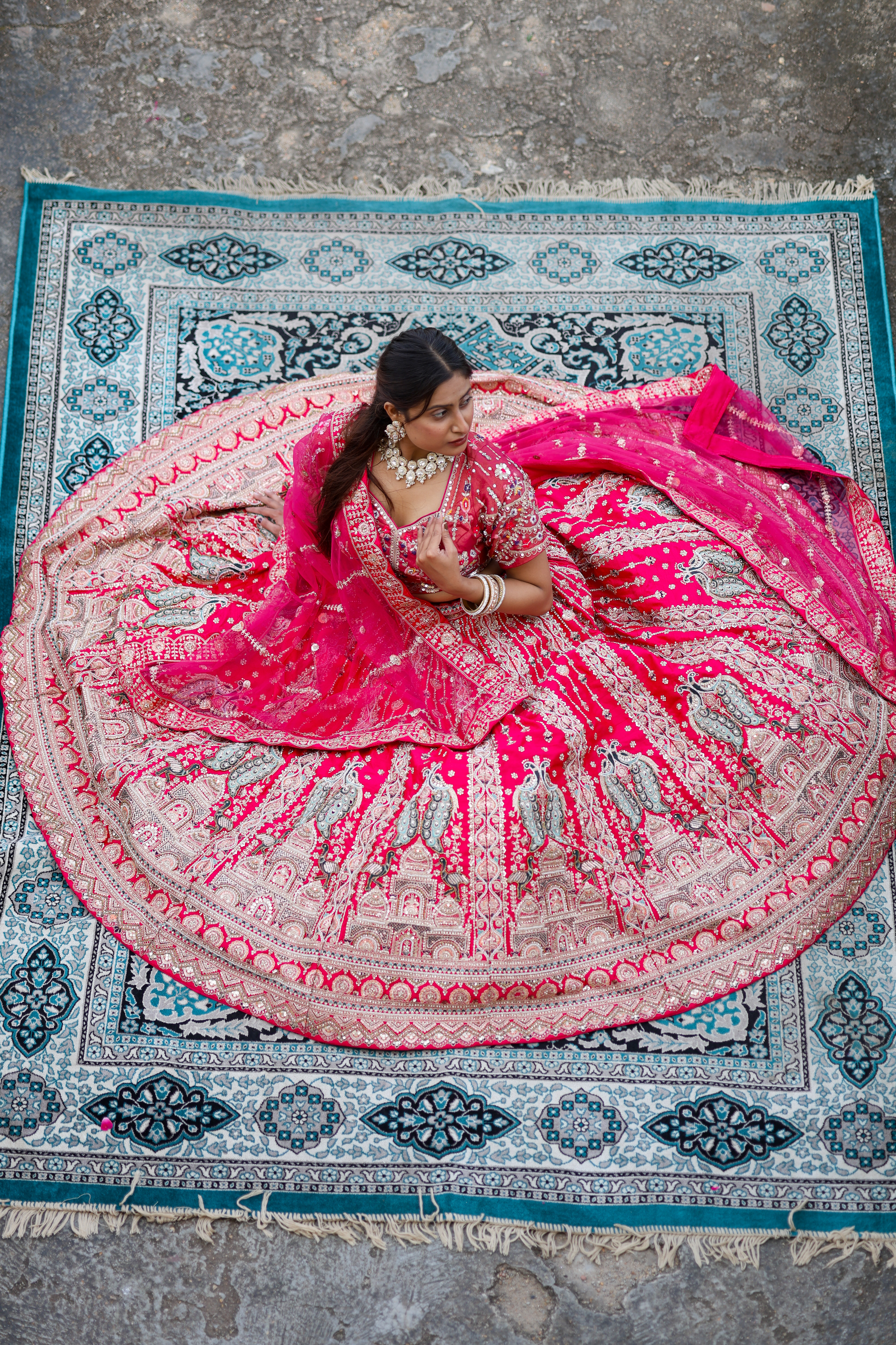 Embroidered Pink Bridal Lehenga