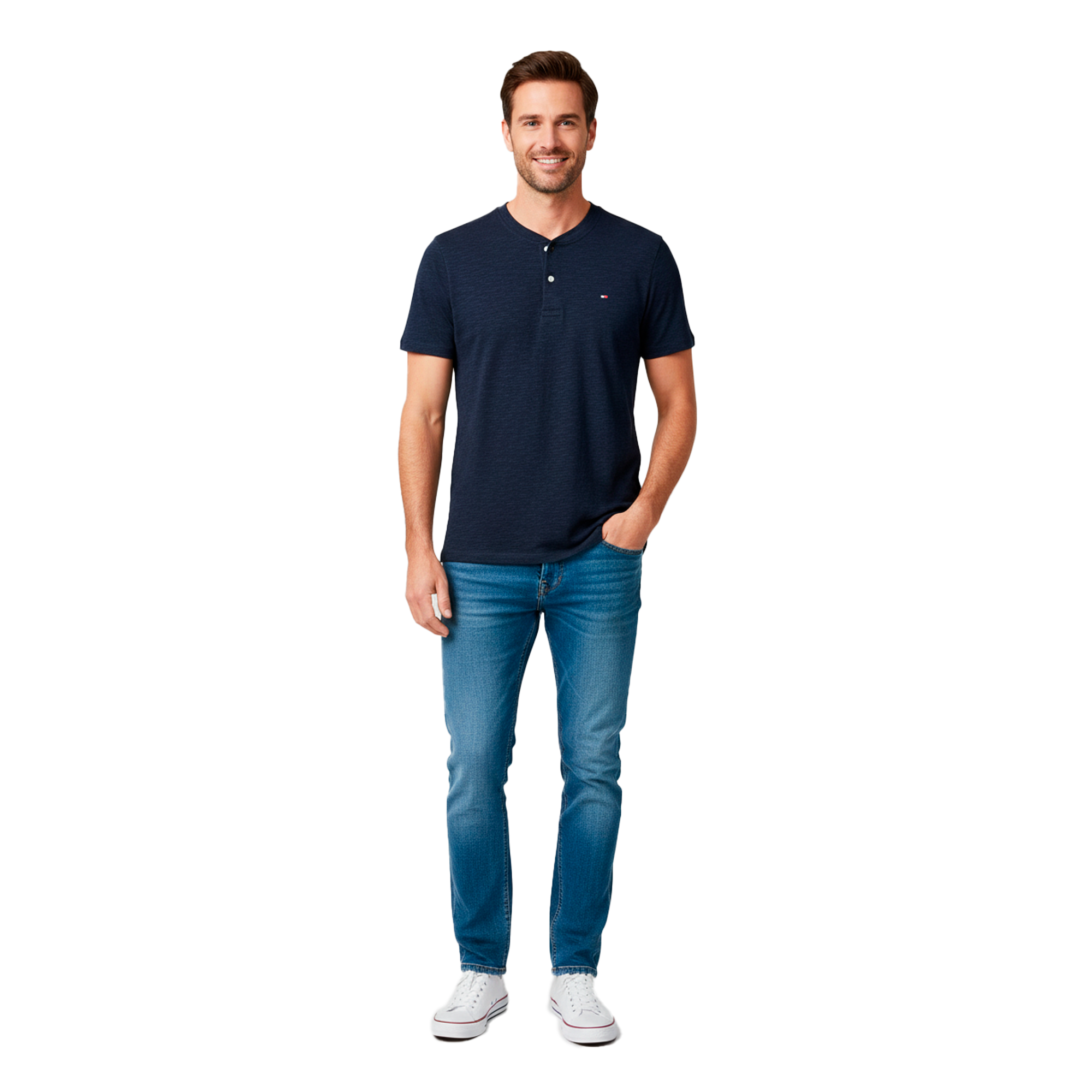 Camiseta Tommy Hilfiger Henley Azul Marino | Caballero | Talla US (S)(M)