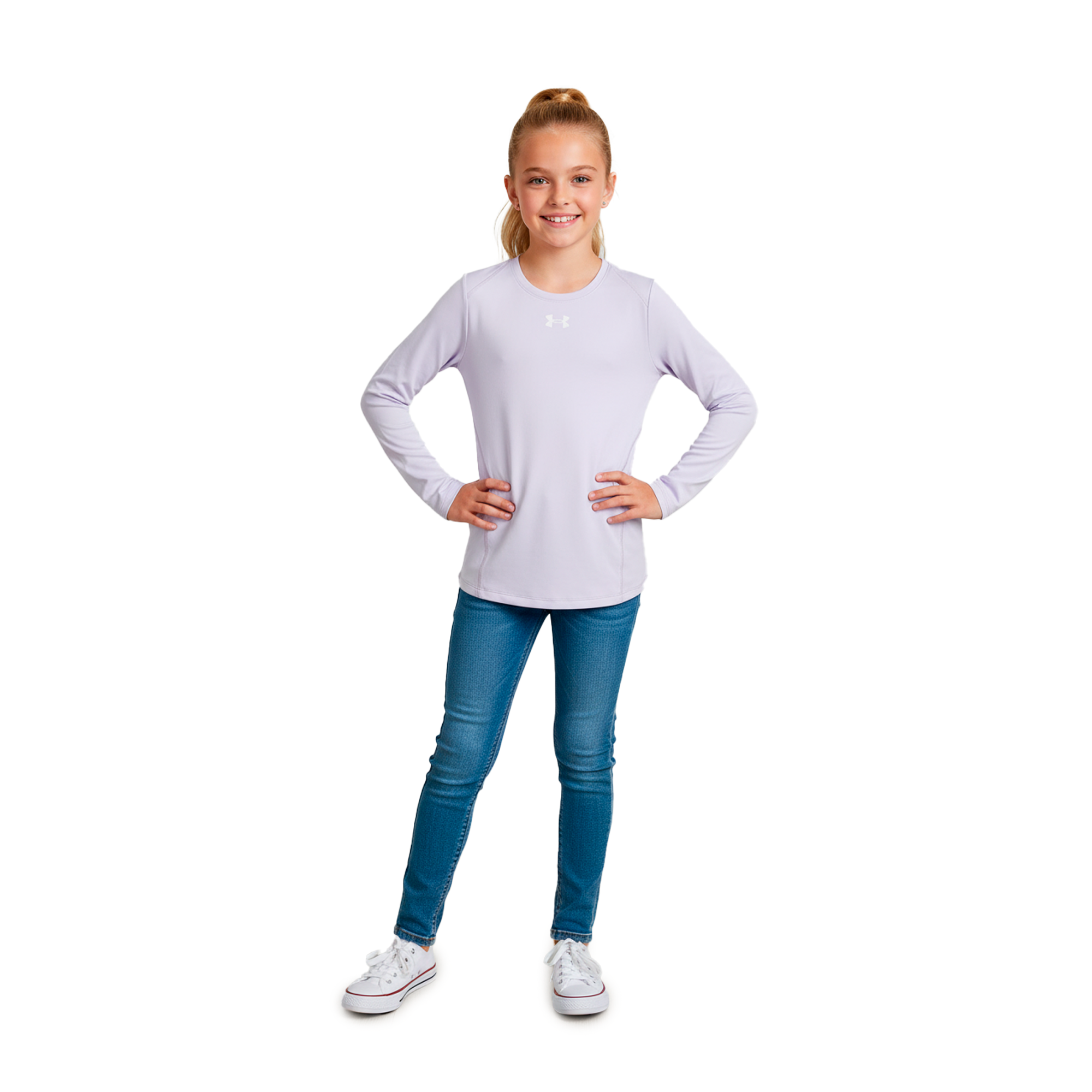 Camiseta Manga Larga Under Armour Lila | Niña | Talla US (YL)