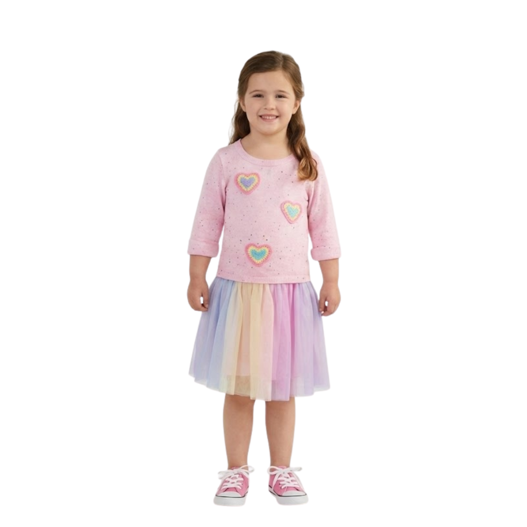 Vestido Infantil Arcoíris Tutú Zunie | Niña | Talla US 7
