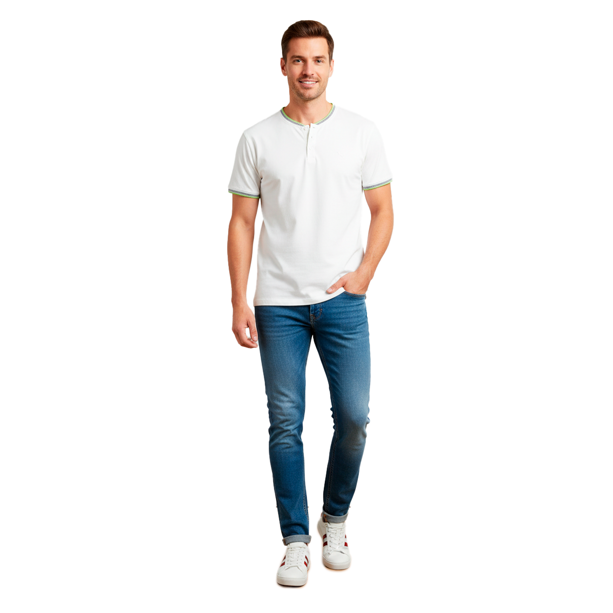 Camiseta Eton Falcon Henley Blanca | Caballero | Talla US