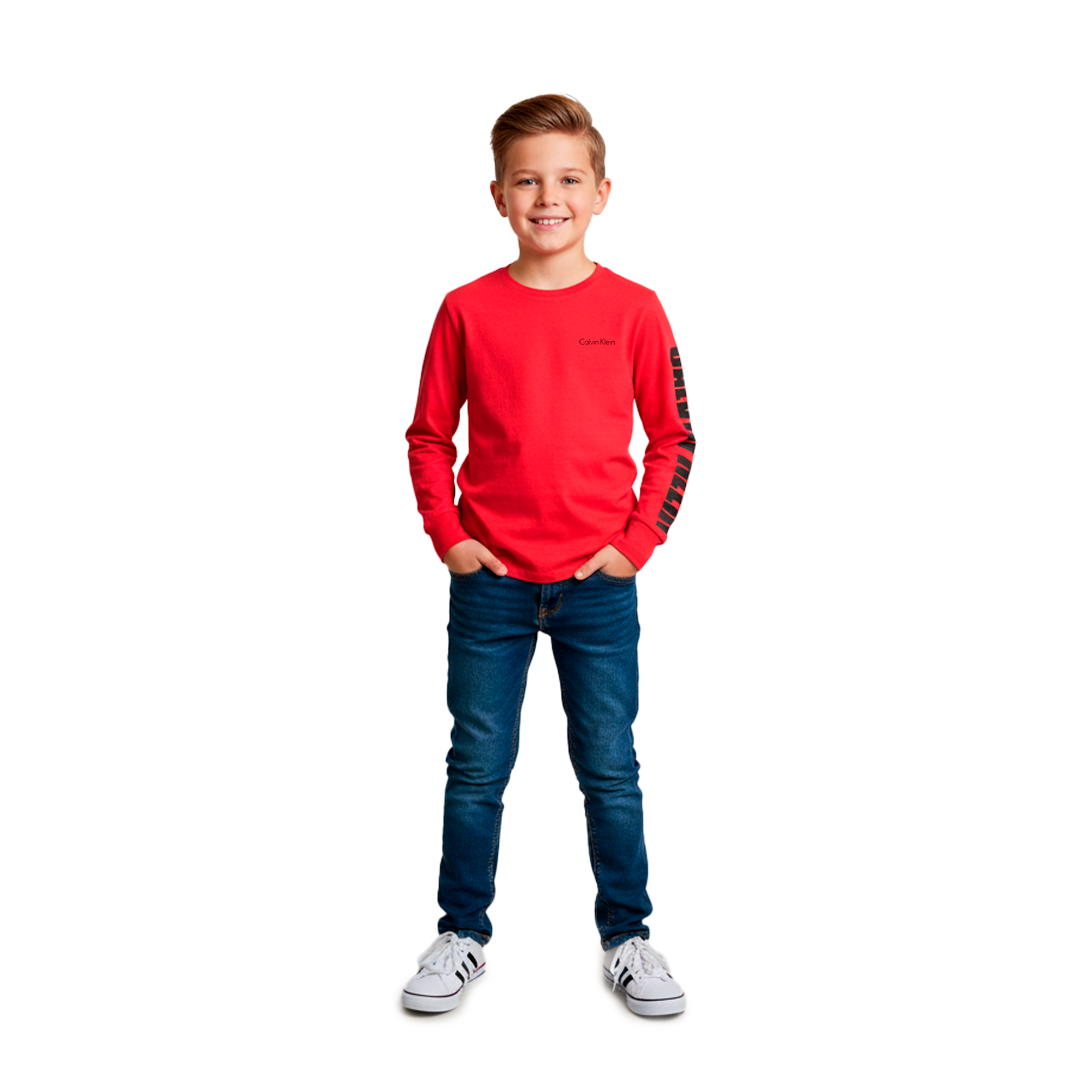 Camiseta Manga Larga Calvin Klein Roja | Niño | Talla US (YS)(YM)(YL)(YXL)