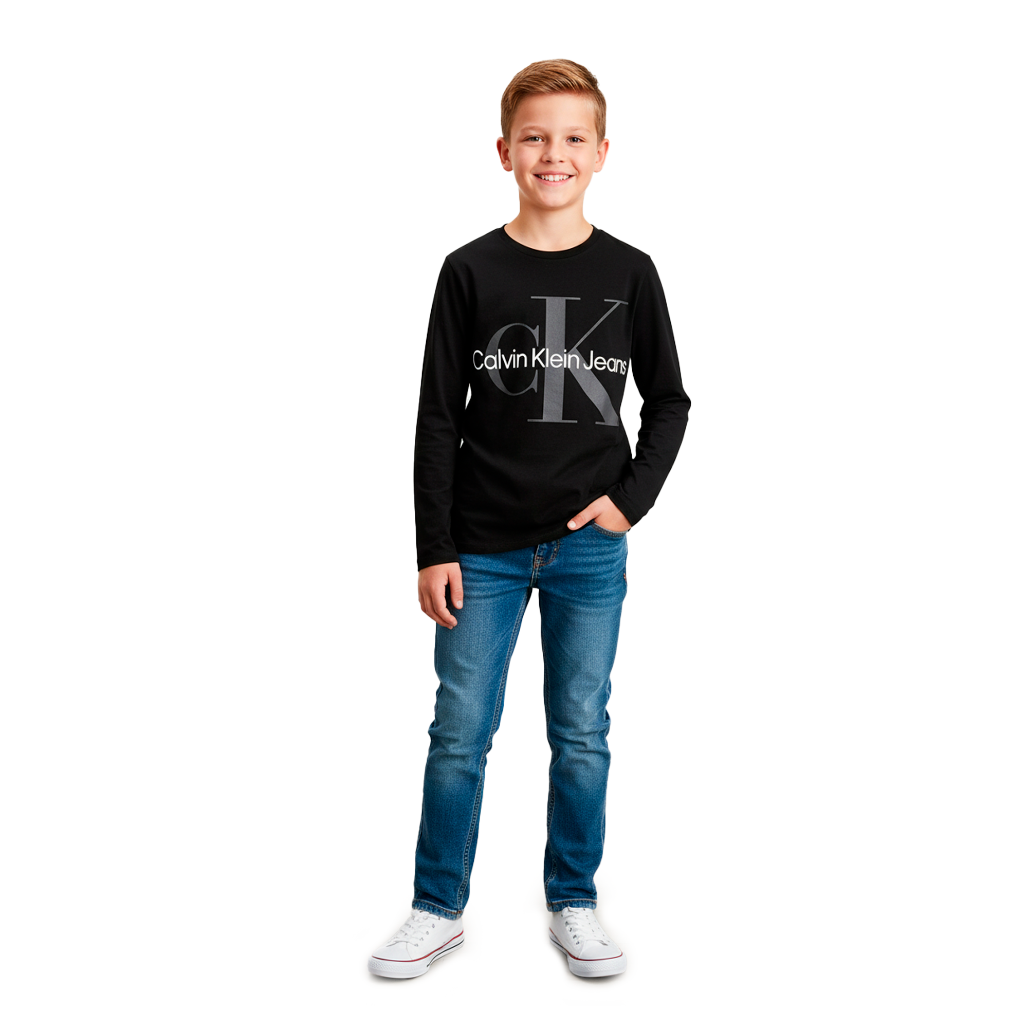 Camiseta Manga Larga Calvin Klein Jeans Negro | Niño | Talla US 