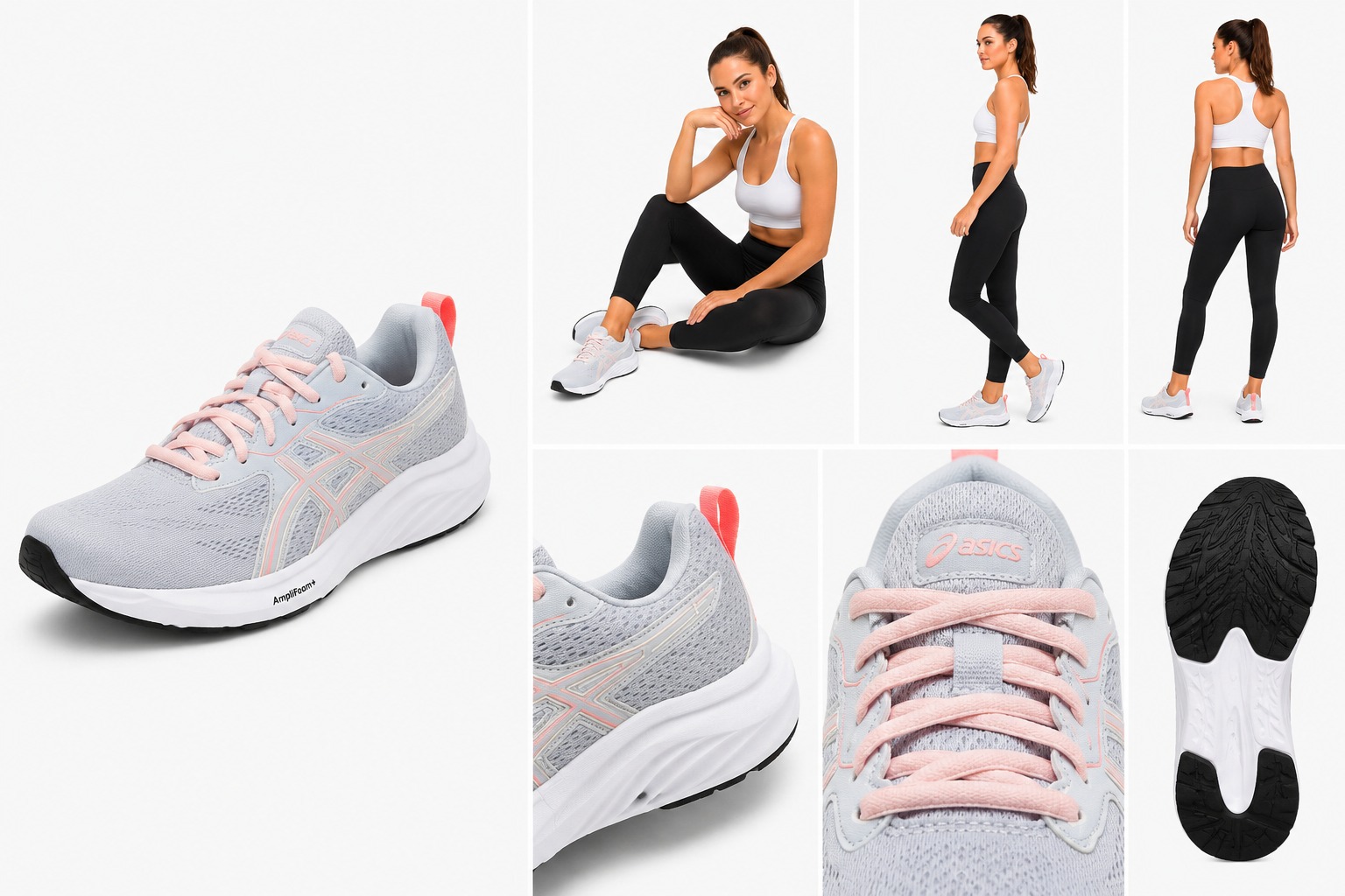 Tenis Deportivos ASICS Gel-Contend 9  Gris Glaciar/Rosa Perla | Dama | Talla US (7/5)(8)(8/5)