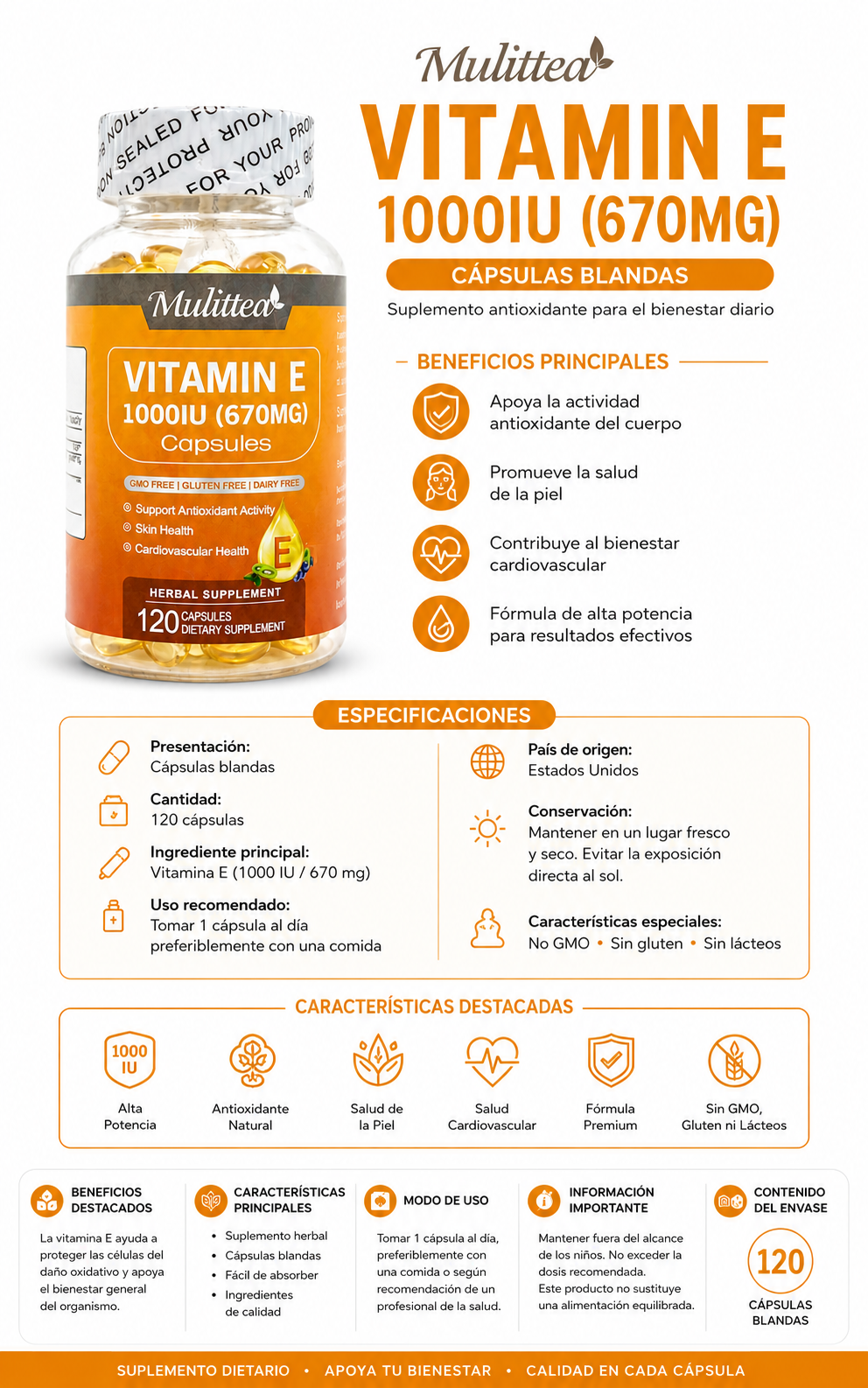 Vitamina E 1000IU (670MG)