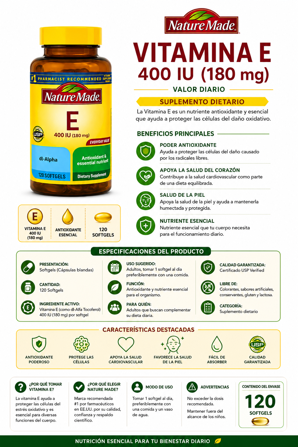 Nature Made Vitamina E 400 IU