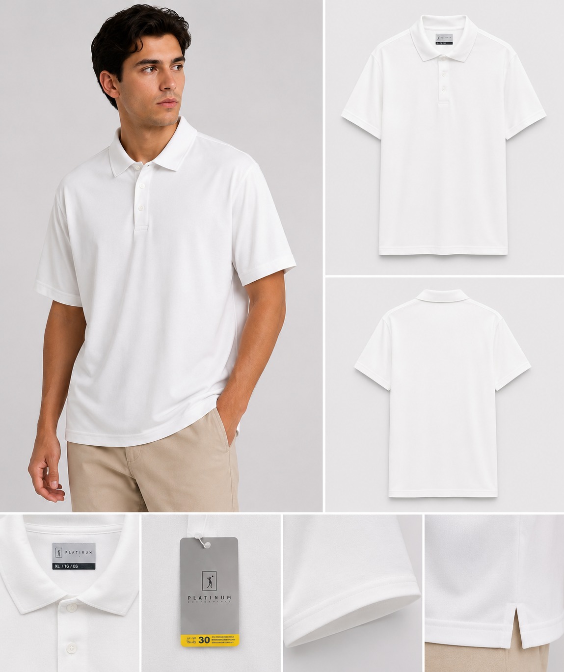 Camiseta Platinum Polo Blanca | Caballero | Talla US (XL)