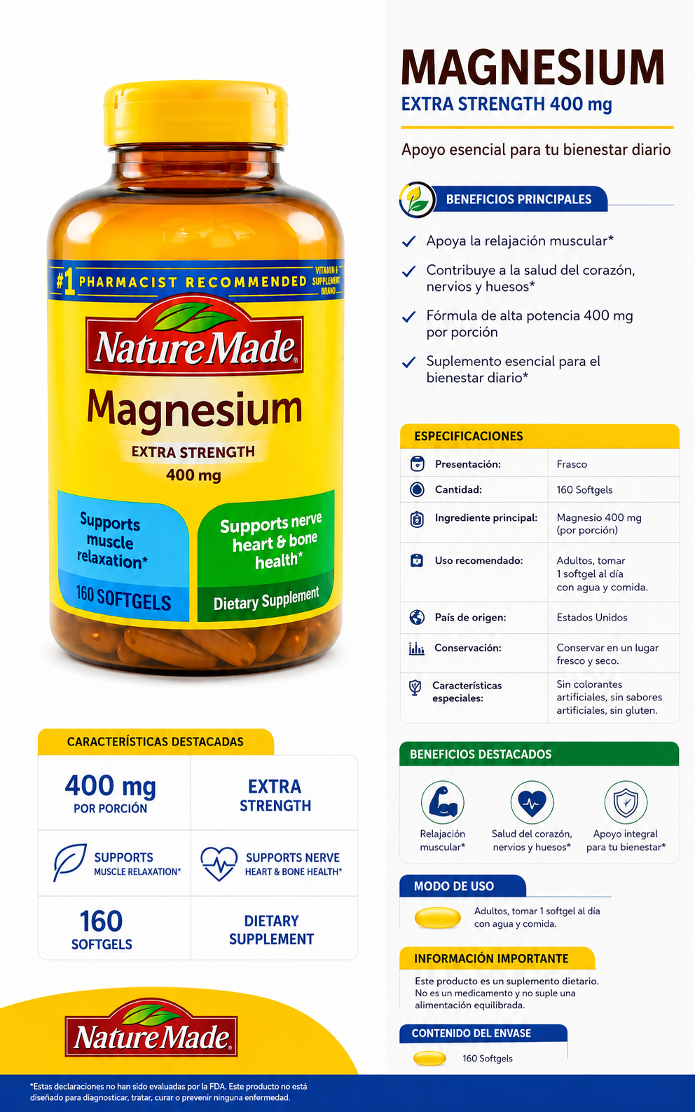 Magnesio Nature Made 400 mg