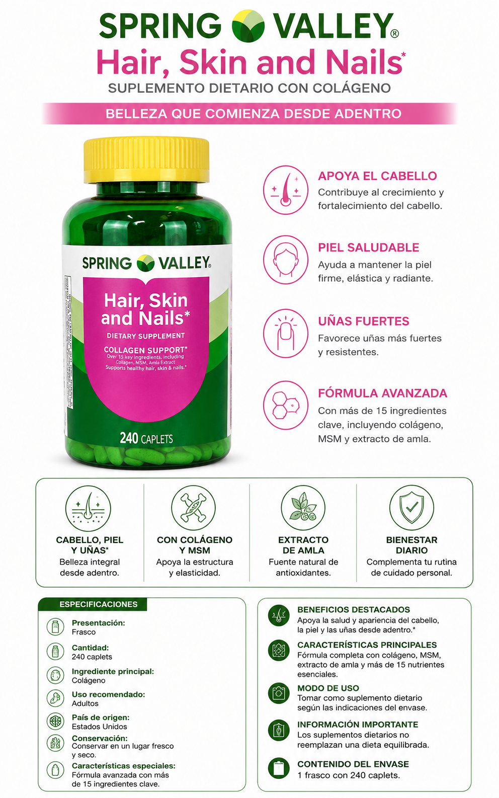 Suplemento Spring Valley 240 Cap