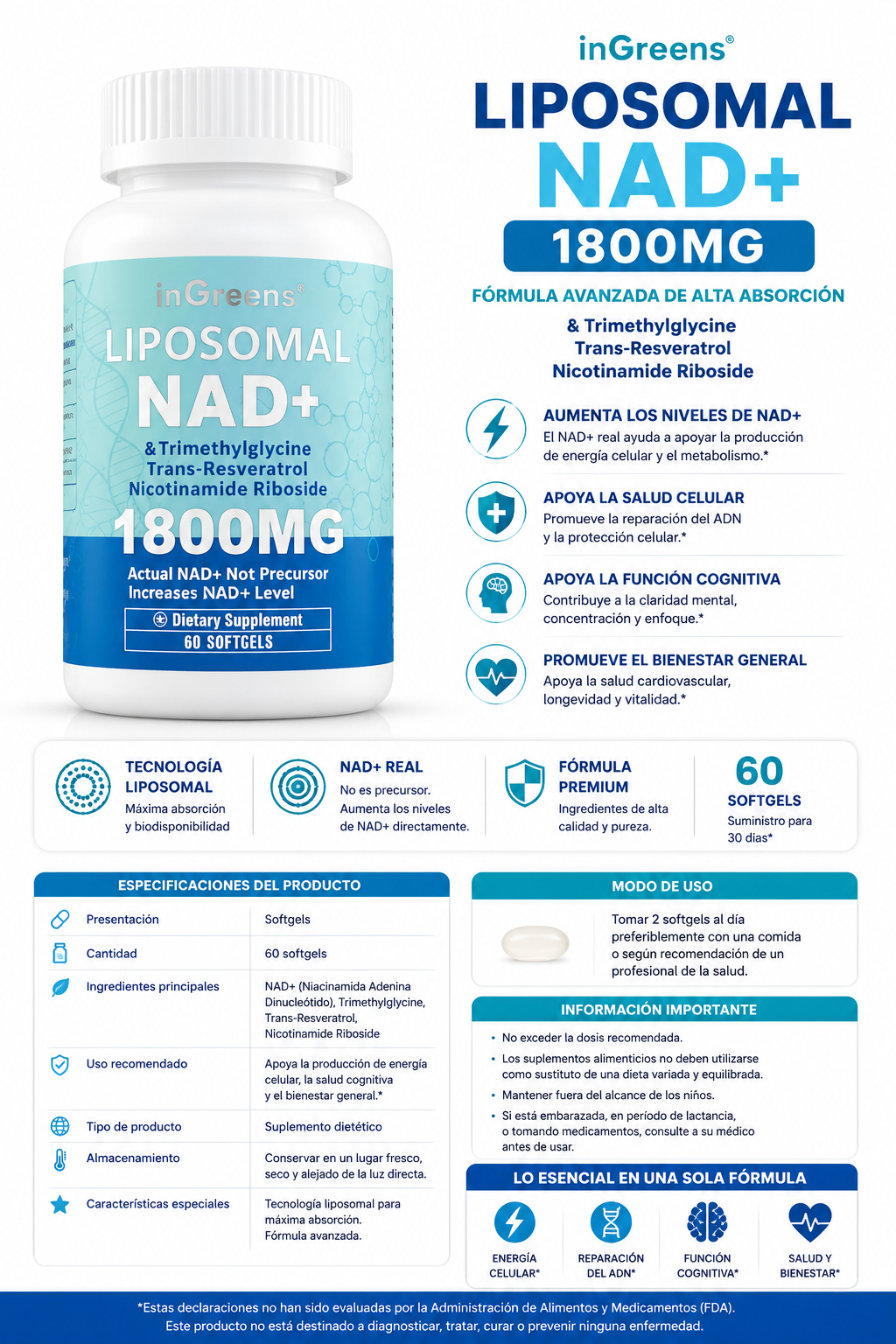Liposomal NAD+ 1800mg