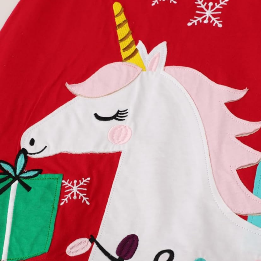 Vestido Infantil Navideño Hileelang Rojo | Niña | Talla US 7Y