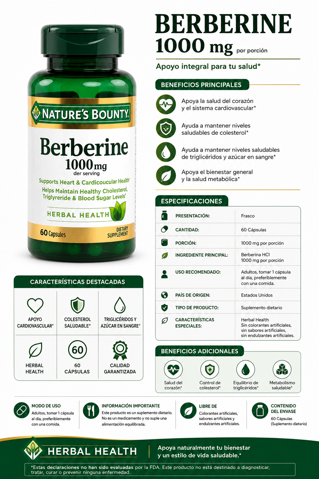 Berberina Nature's Bounty 1000 mg