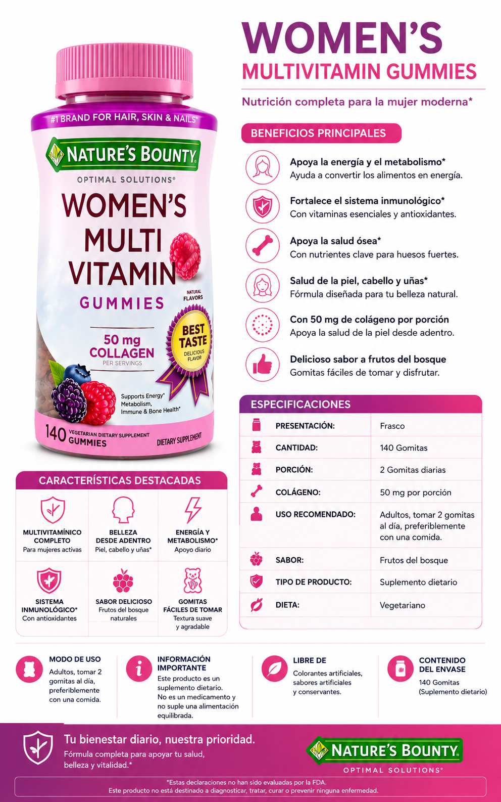 Suplementos Nature's Bounty 50 mg