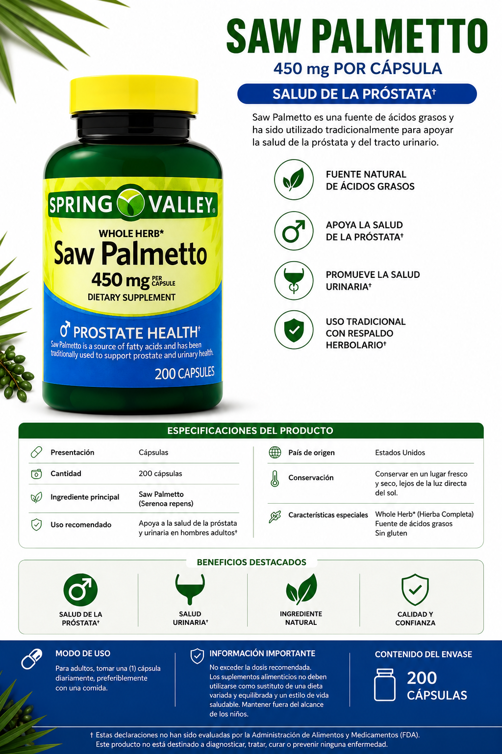 Saw Palmetto 450 mg Spring Valley