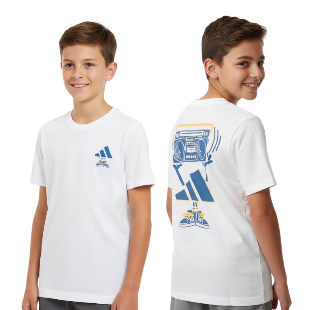 Camiseta Adidas Infantil Graphic Logo Back Blanca | Niño | Talla US (M)