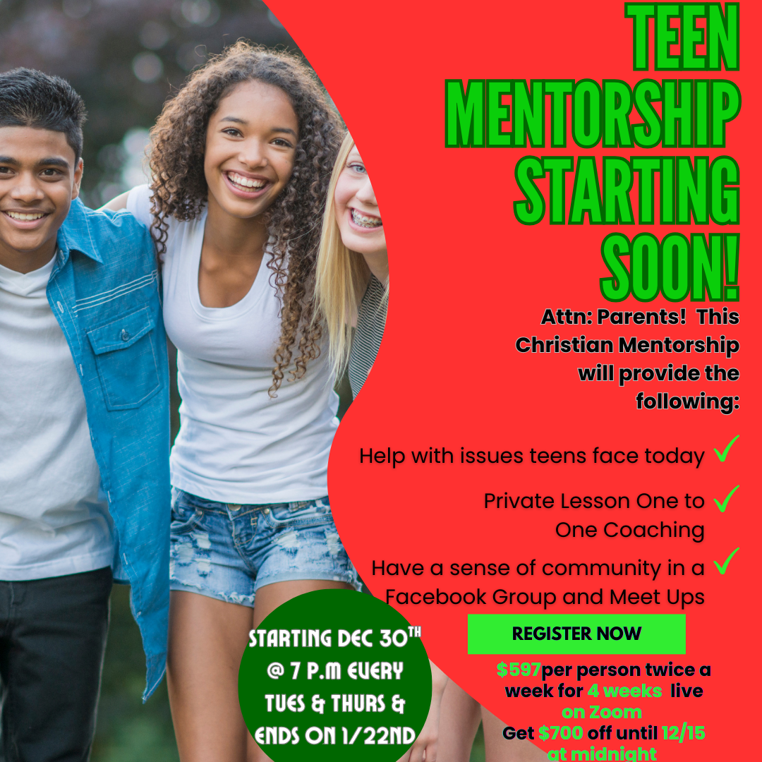 Teen Mentorship Program Discounted until 12/15 for the Holiday Special