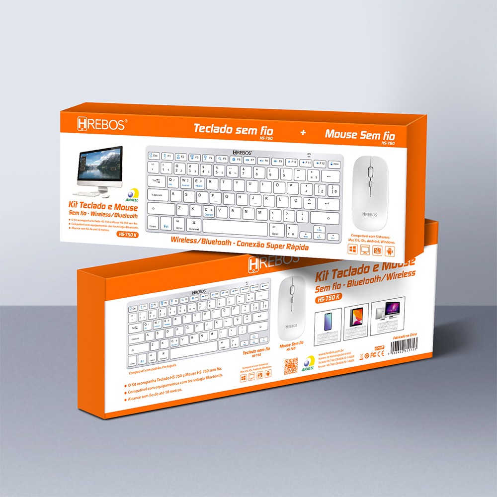 Kit Teclado e Mouse Sem Fio Hrebos