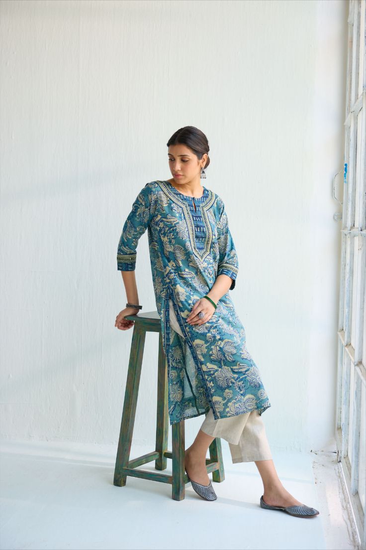 Blue Printed Kurta