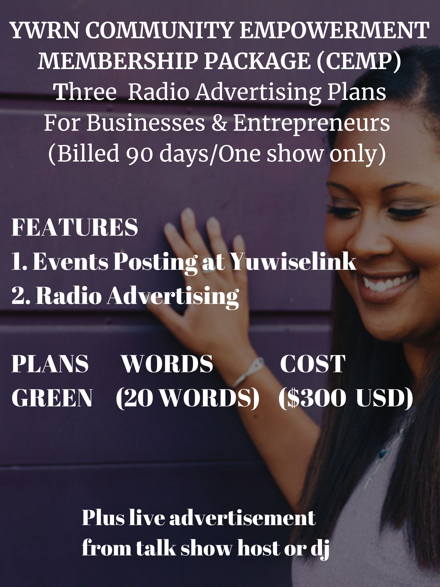 GREEN - YWRN COMMUNITY EMPOWERMENT MEMBERSHIP PACKAGE (CEMP) 