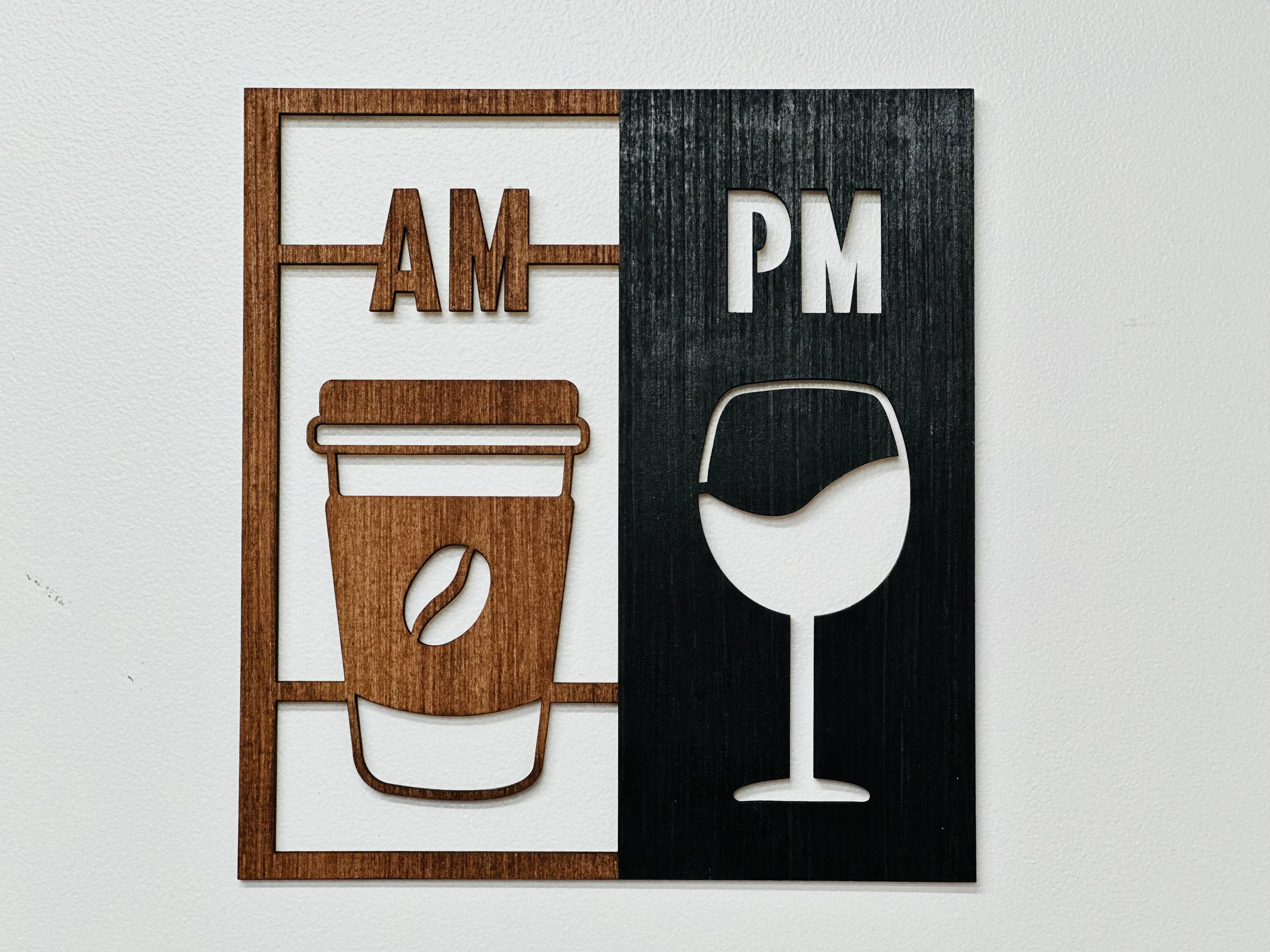Wooden Wall Decor - AM/PM Coffee and Wine