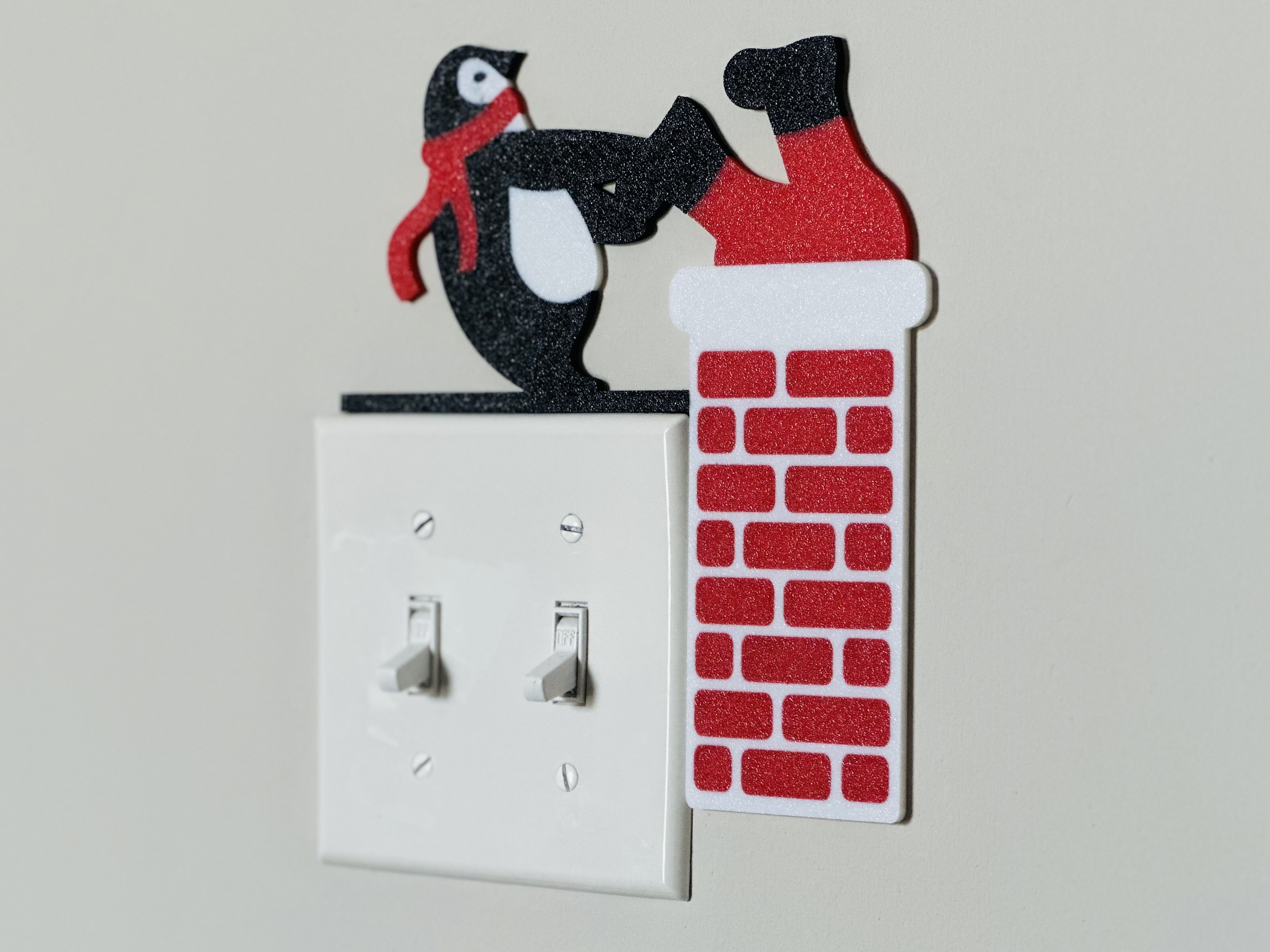 Light Switch Display - Penguin and Santa Chimney 