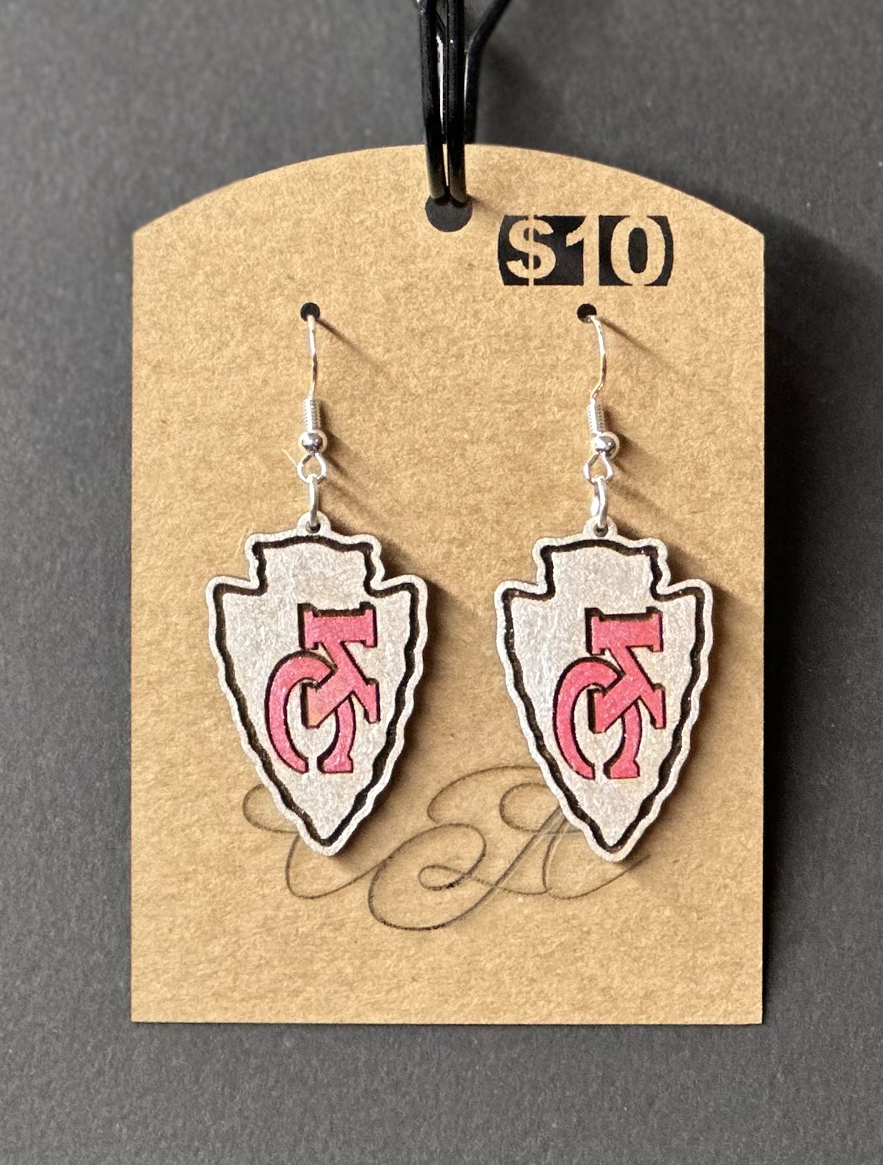 Wooden Earrings - KC Arrowhead