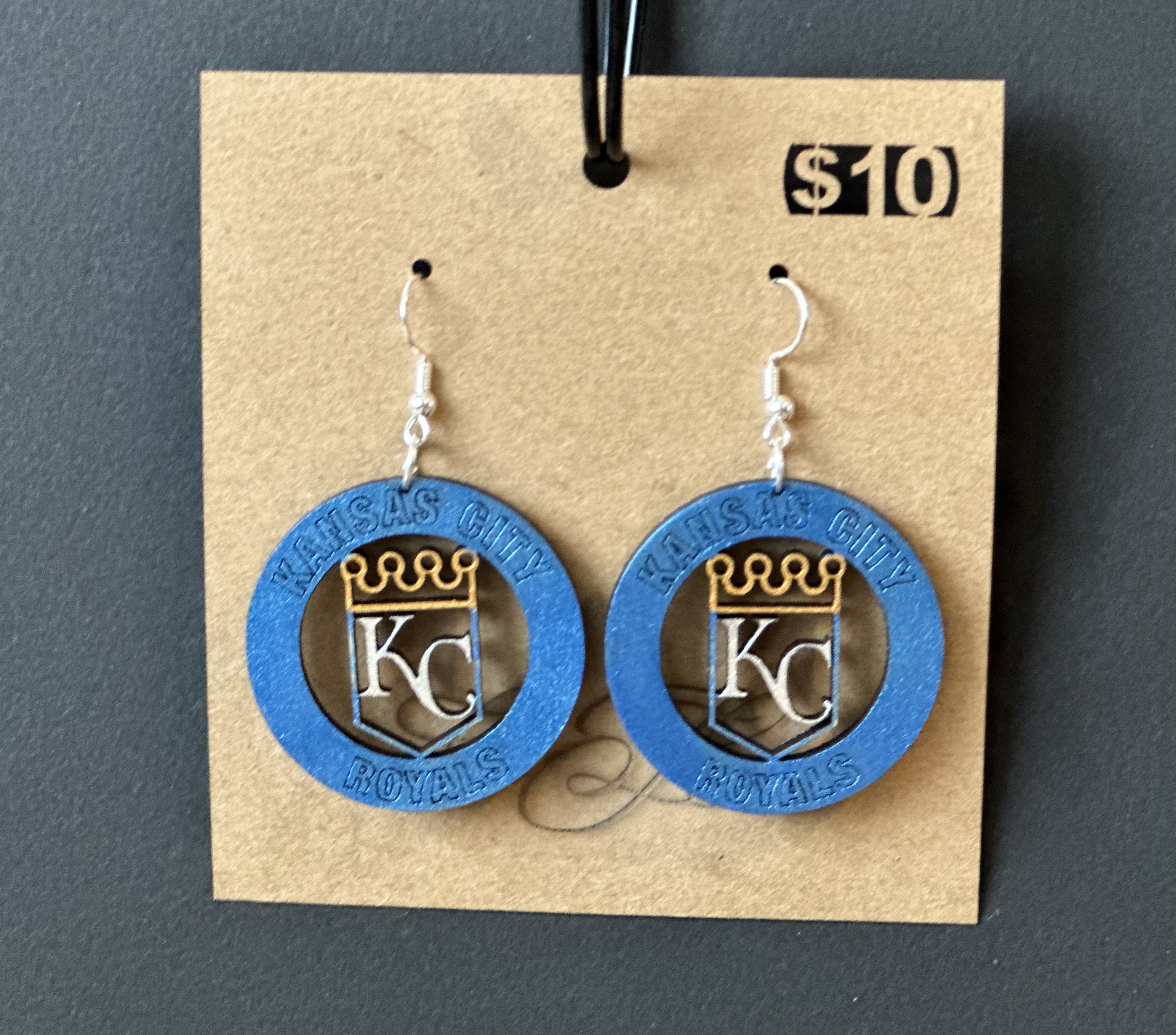 Wooden Earrings - Circle Kansas City Royals
