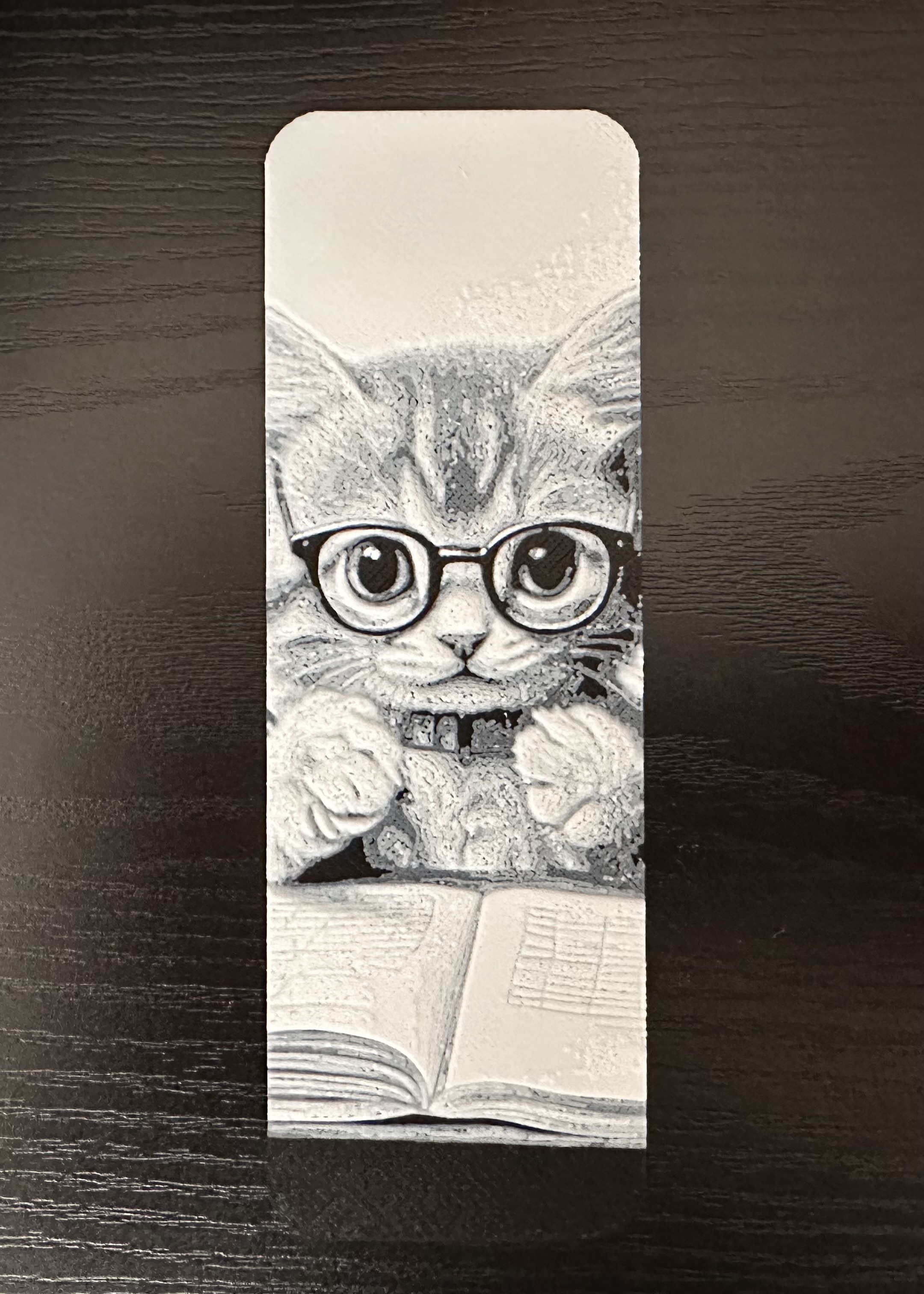 3D Printed Bookmark - Cat Reading