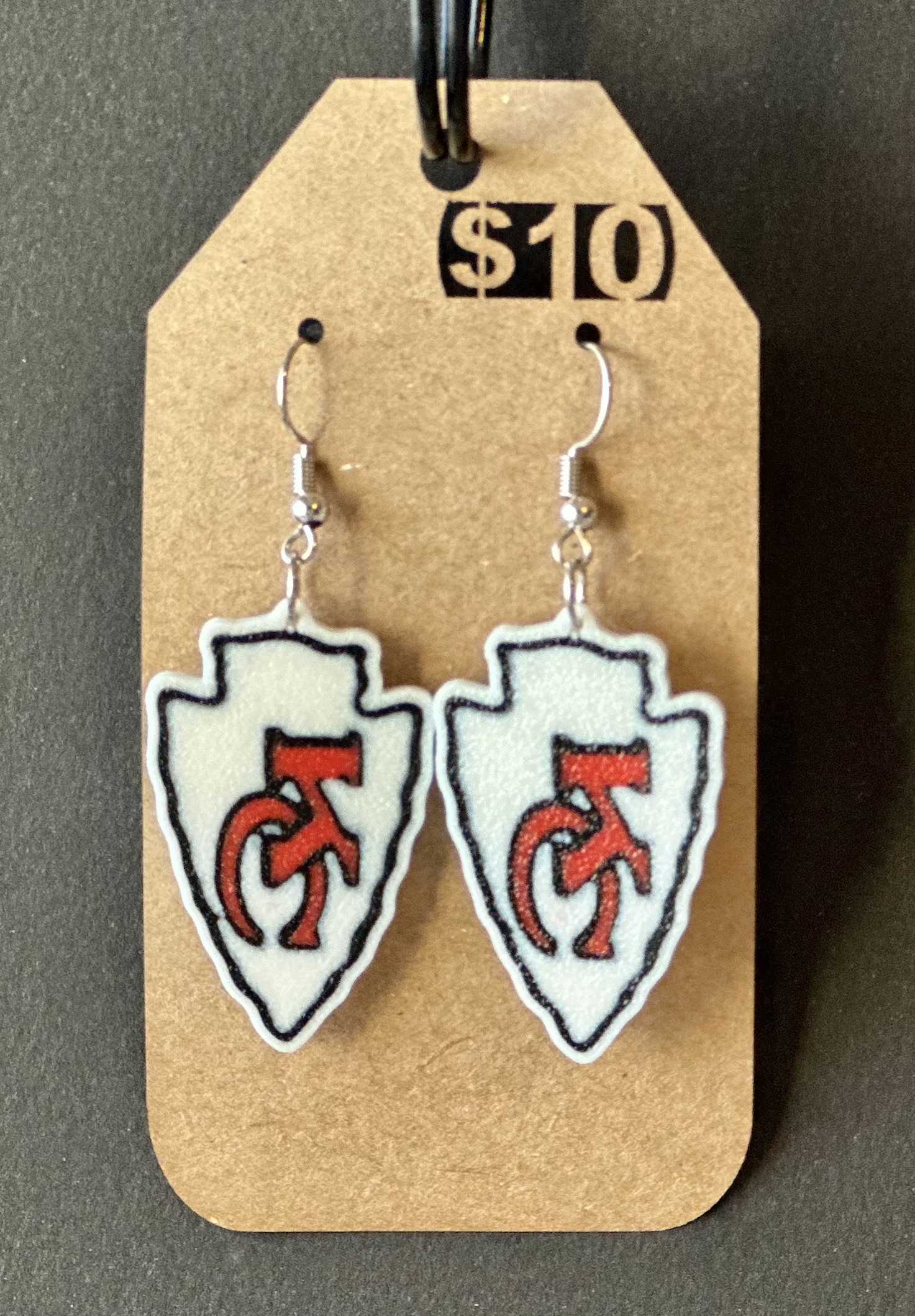 3D Printed Earrings - Silk KC Arrowhead