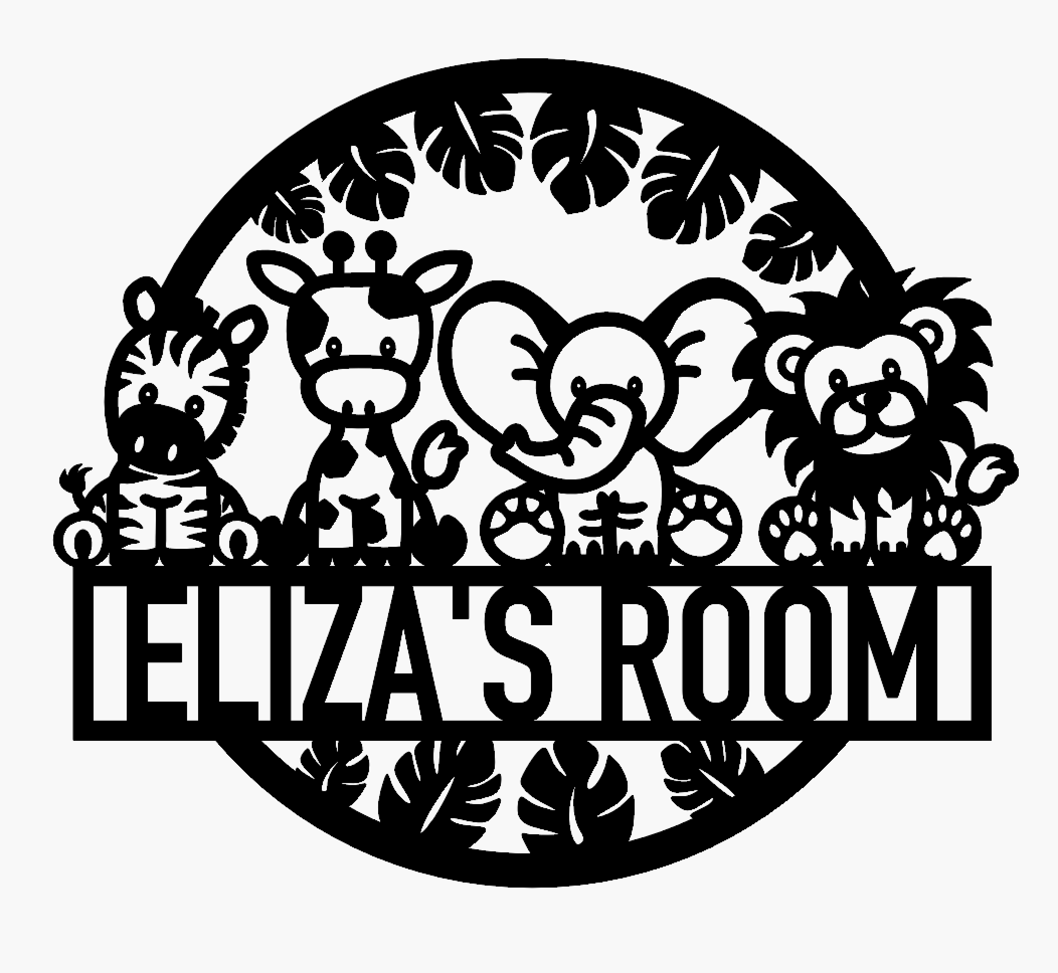 Personalized Wall Sign - Safari Animal Room Sign