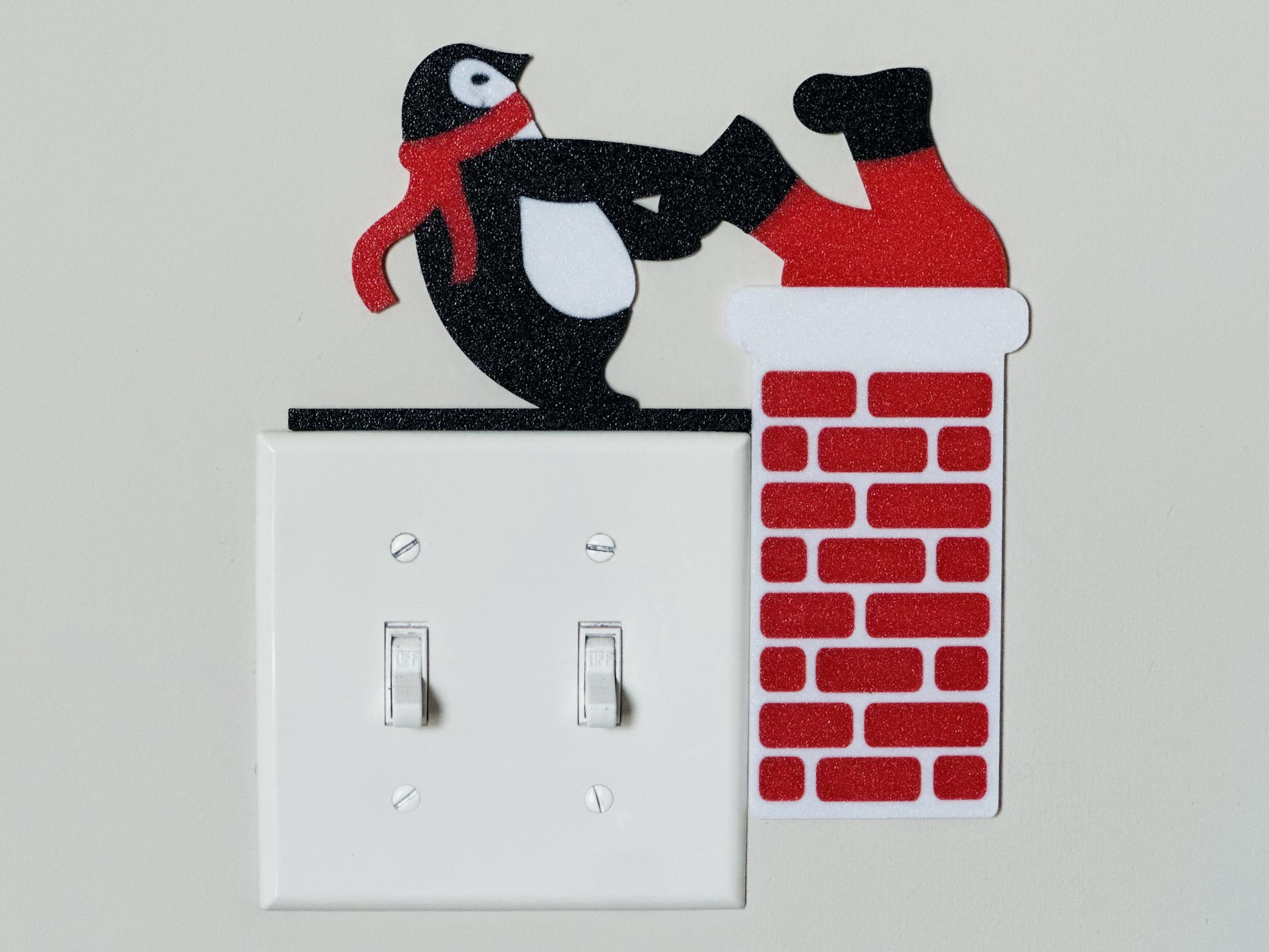 Light Switch Display - Penguin and Santa Chimney 