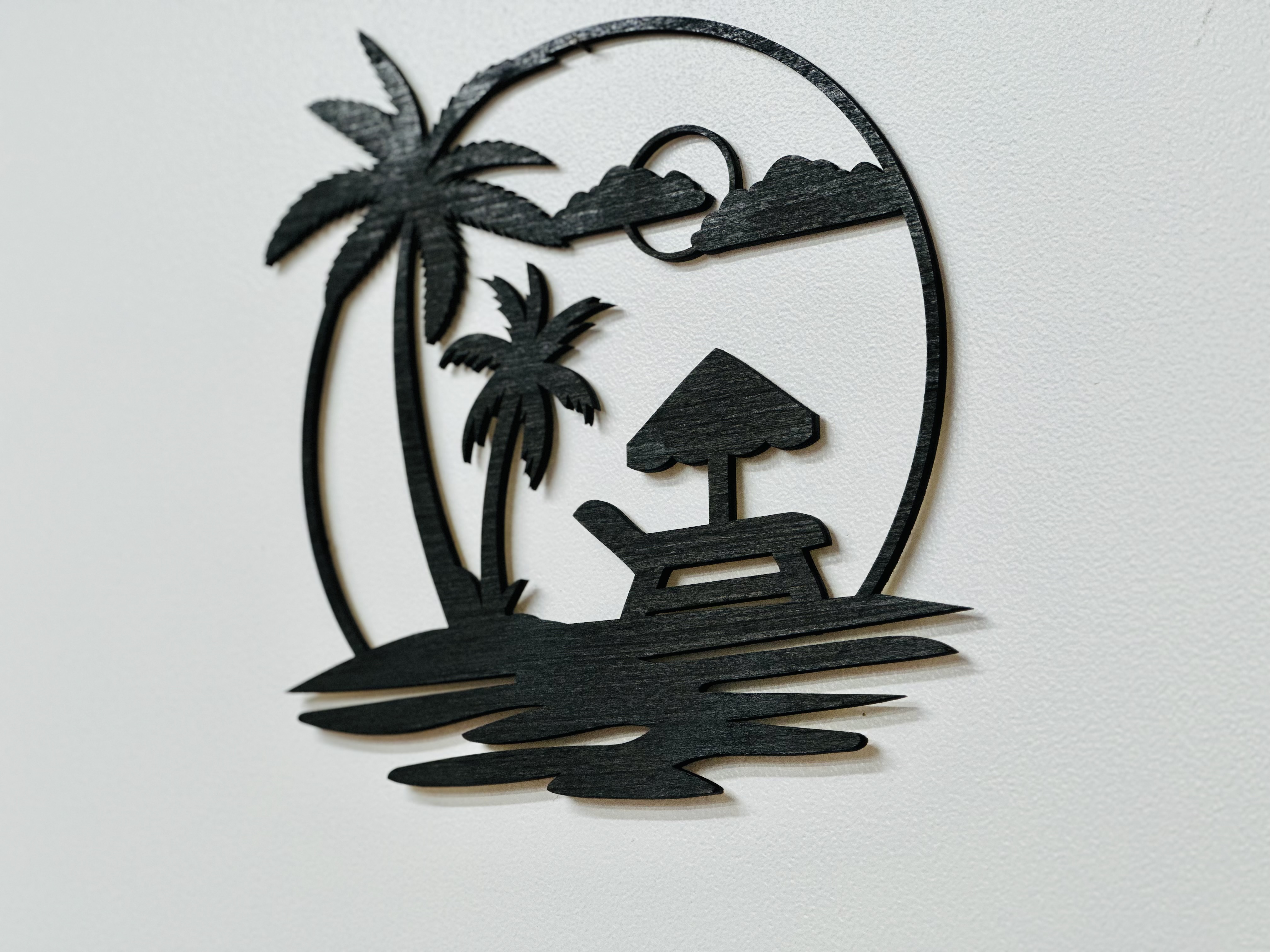 Wooden Wall Decor - Beach Scene Silhouette