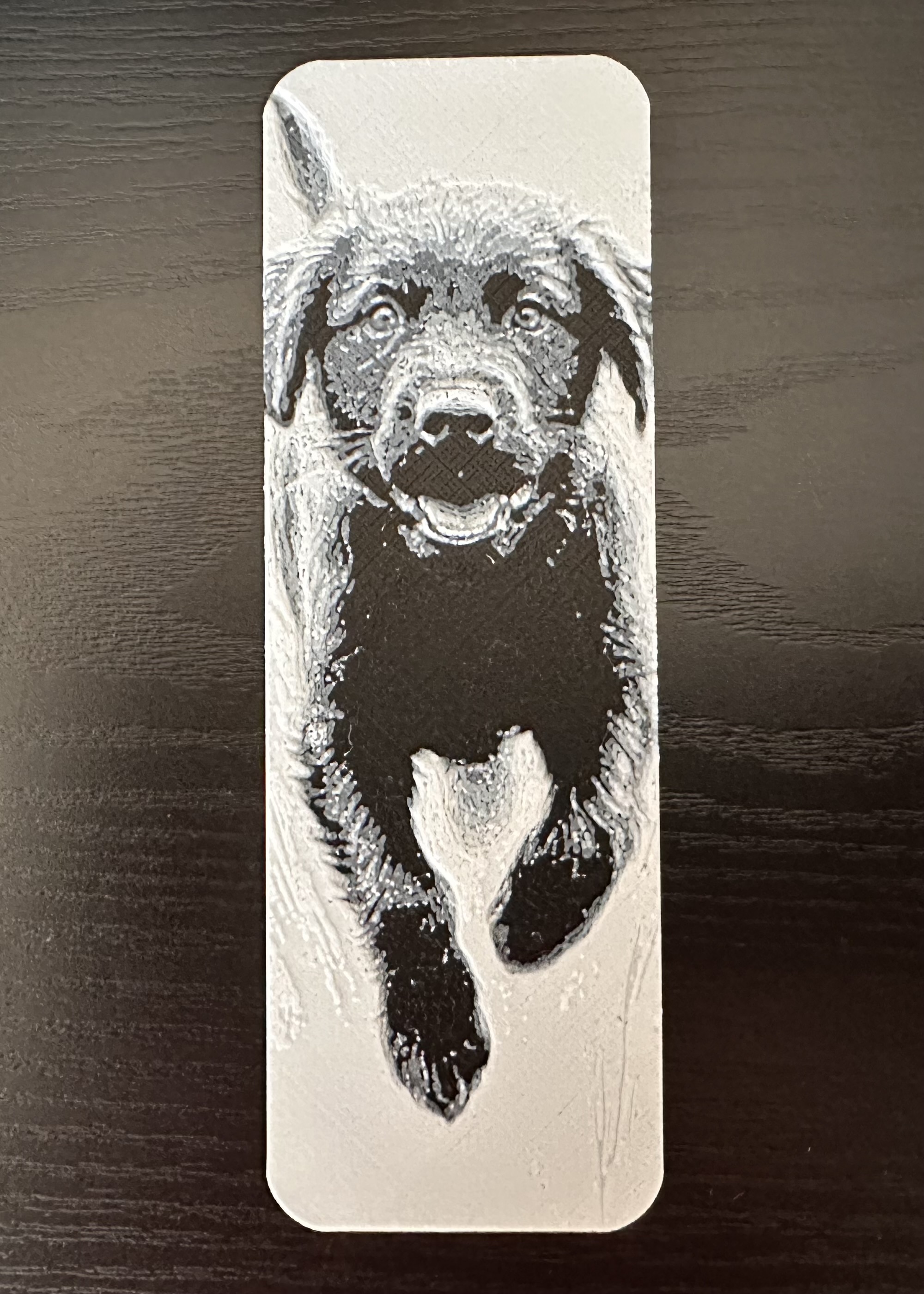 3D Printed Bookmark - Black Dog