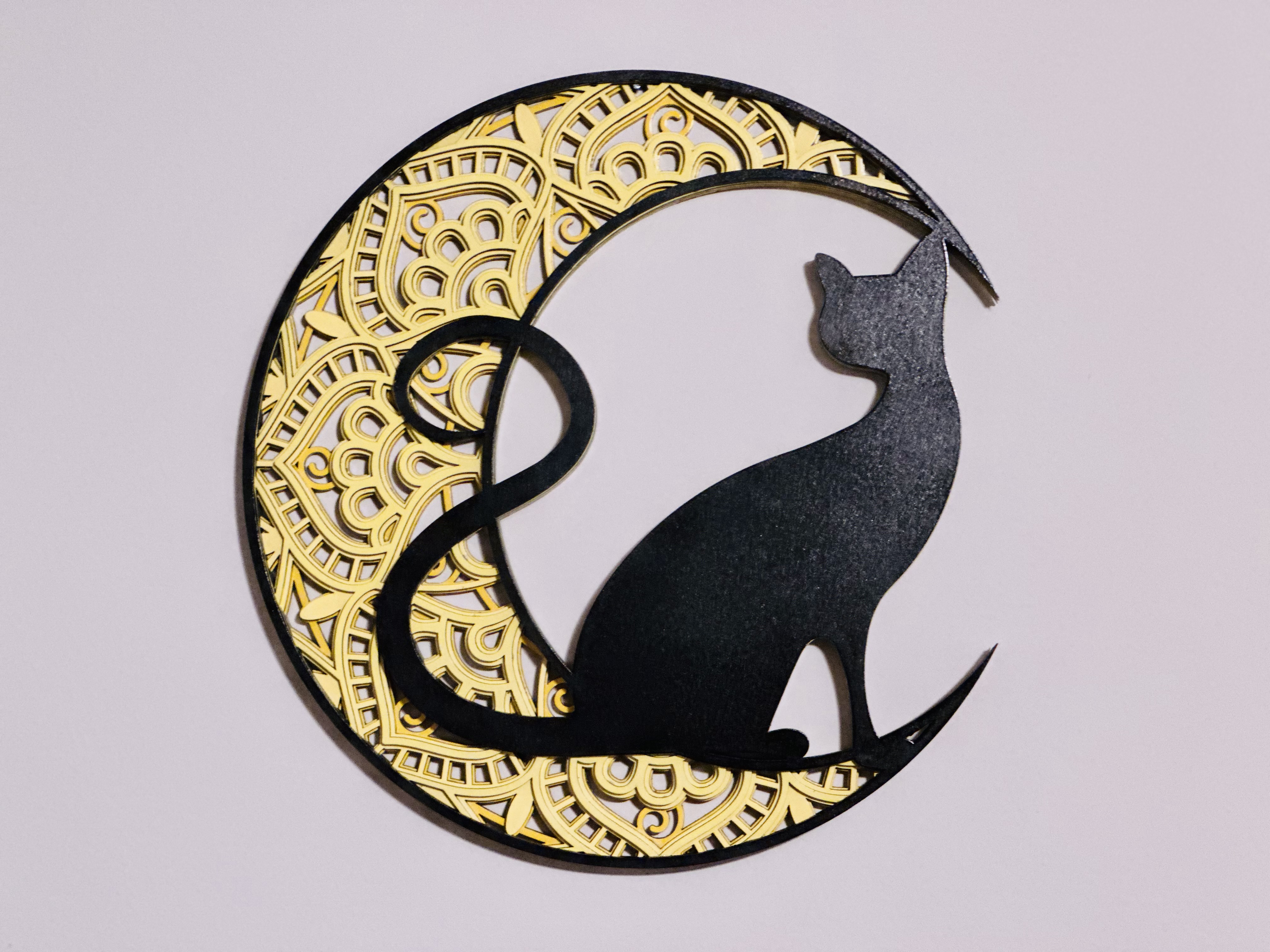 Wooden Wall Decor - Cat on the Moon