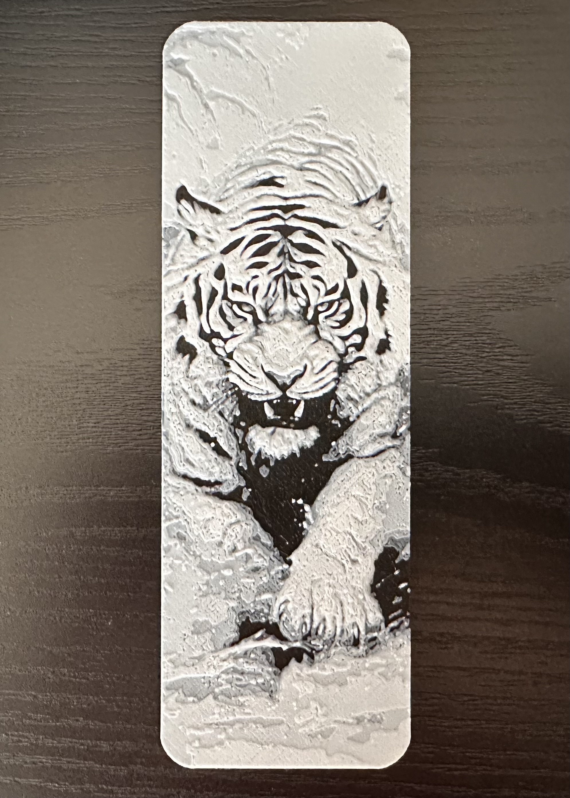 3D Printed Bookmark - White Tiger