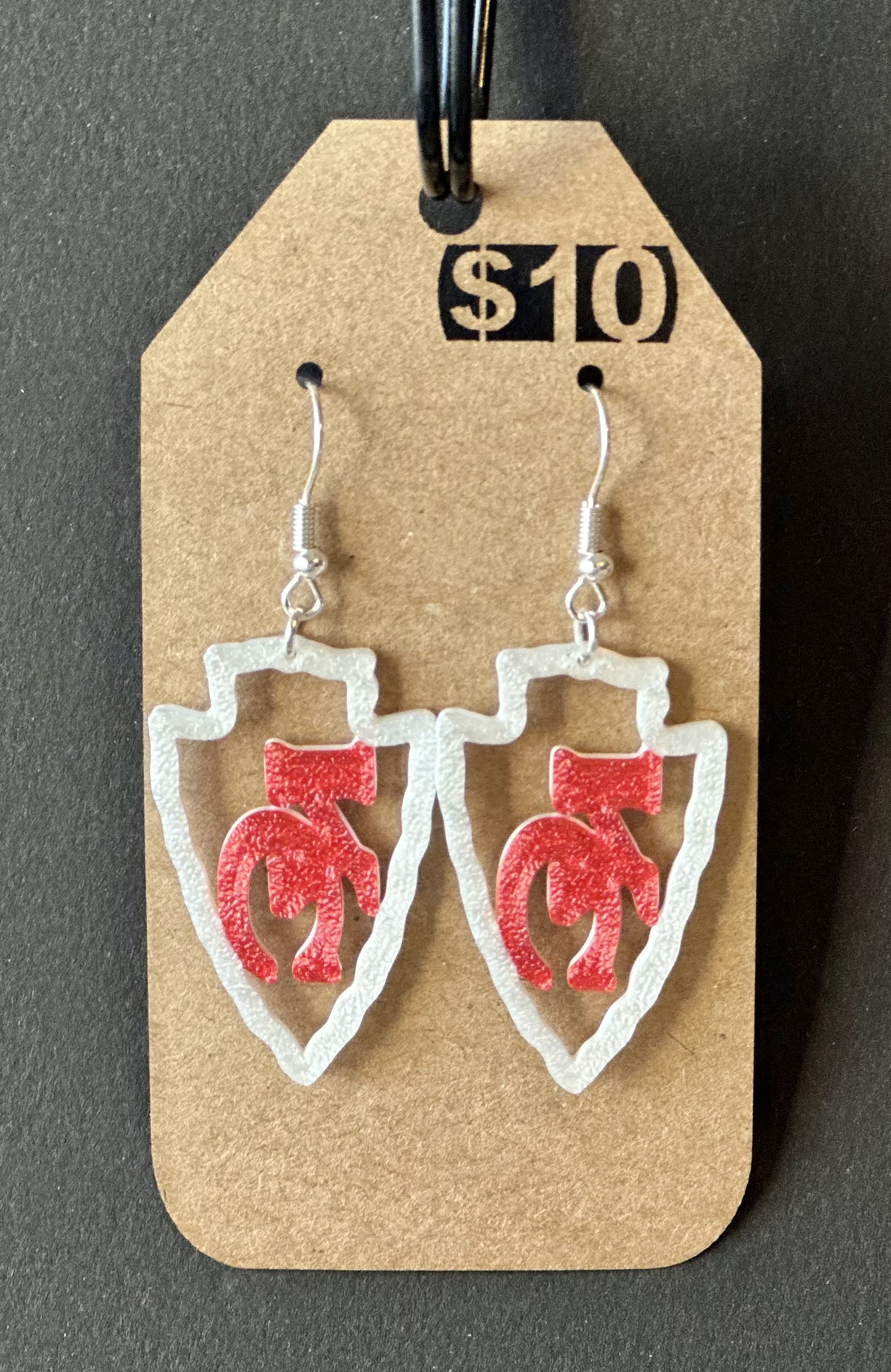 3D Printed Earrings - Silk KC Arrowhead