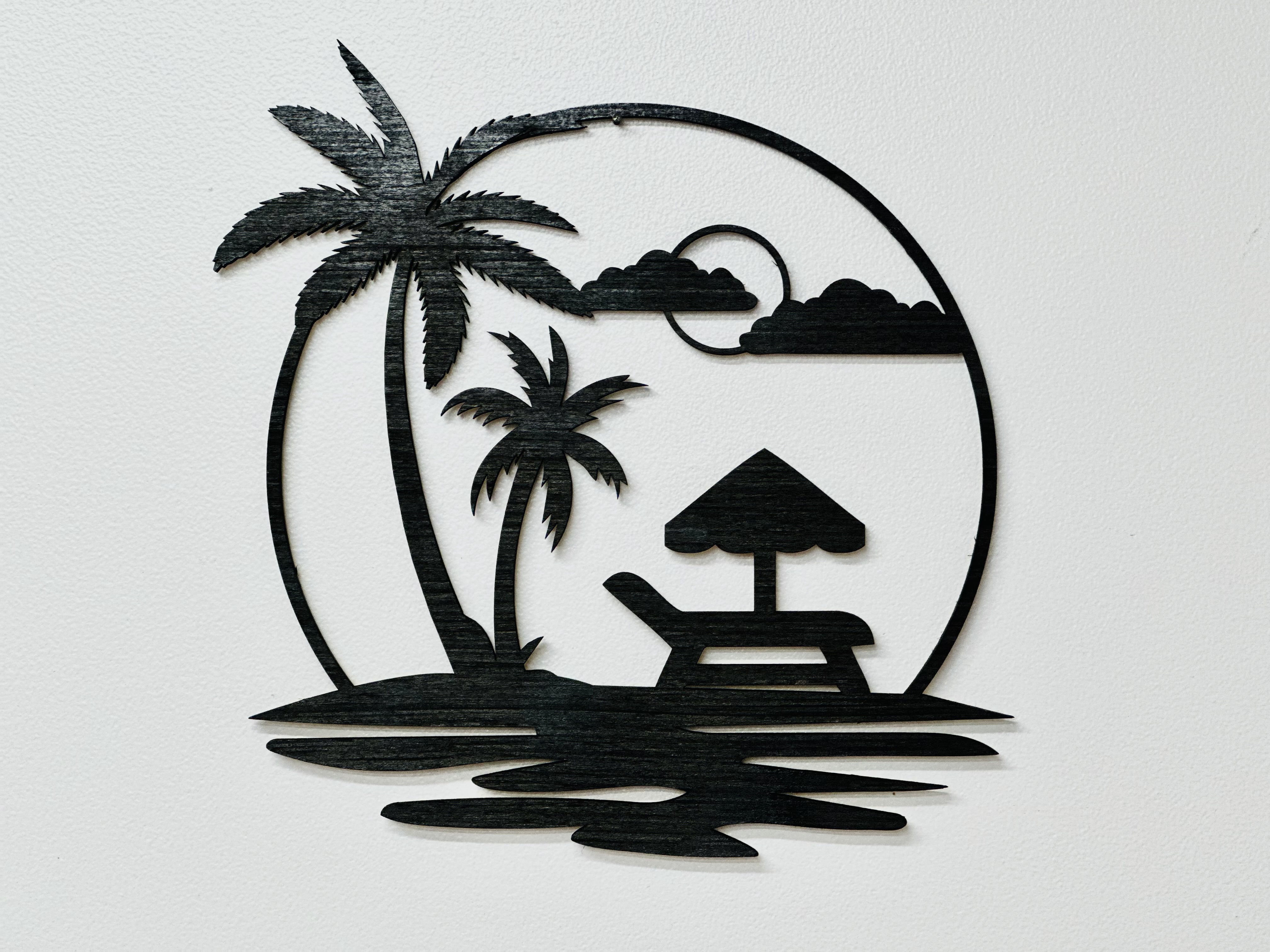 Wooden Wall Decor - Beach Scene Silhouette