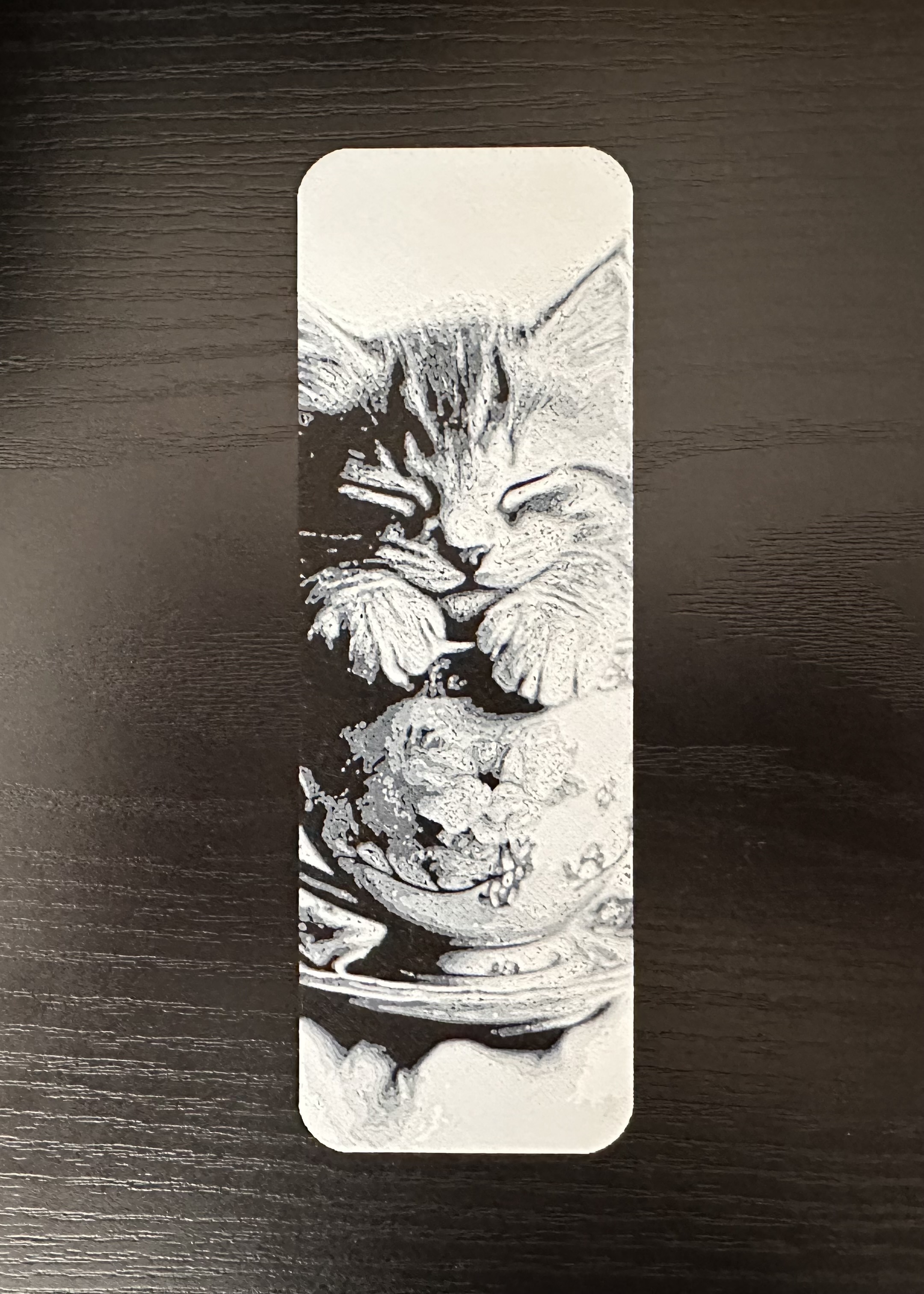 3D Printed Bookmark - Cat on a Cup