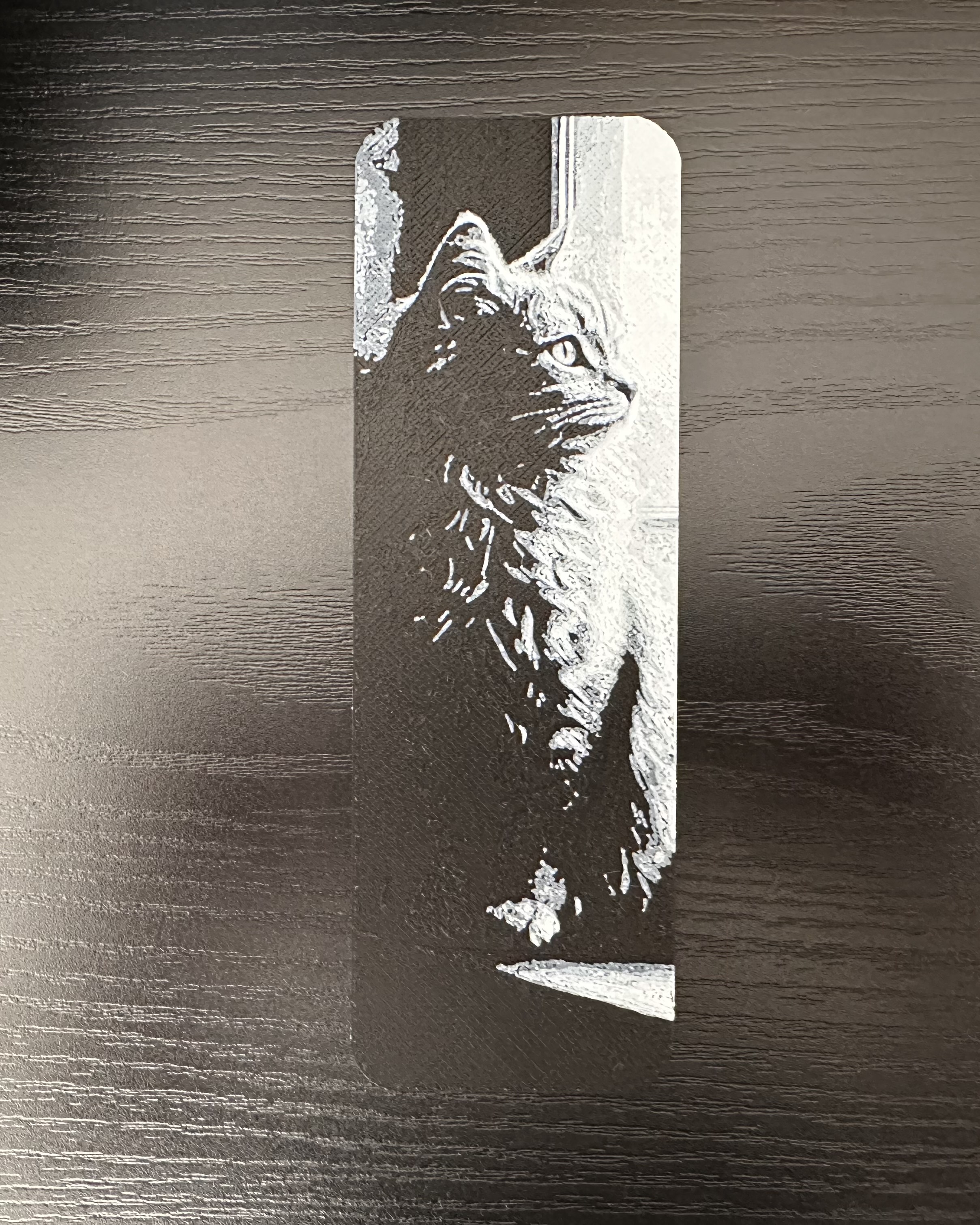 3D Printed Bookmark - Cat Staring out the Window 