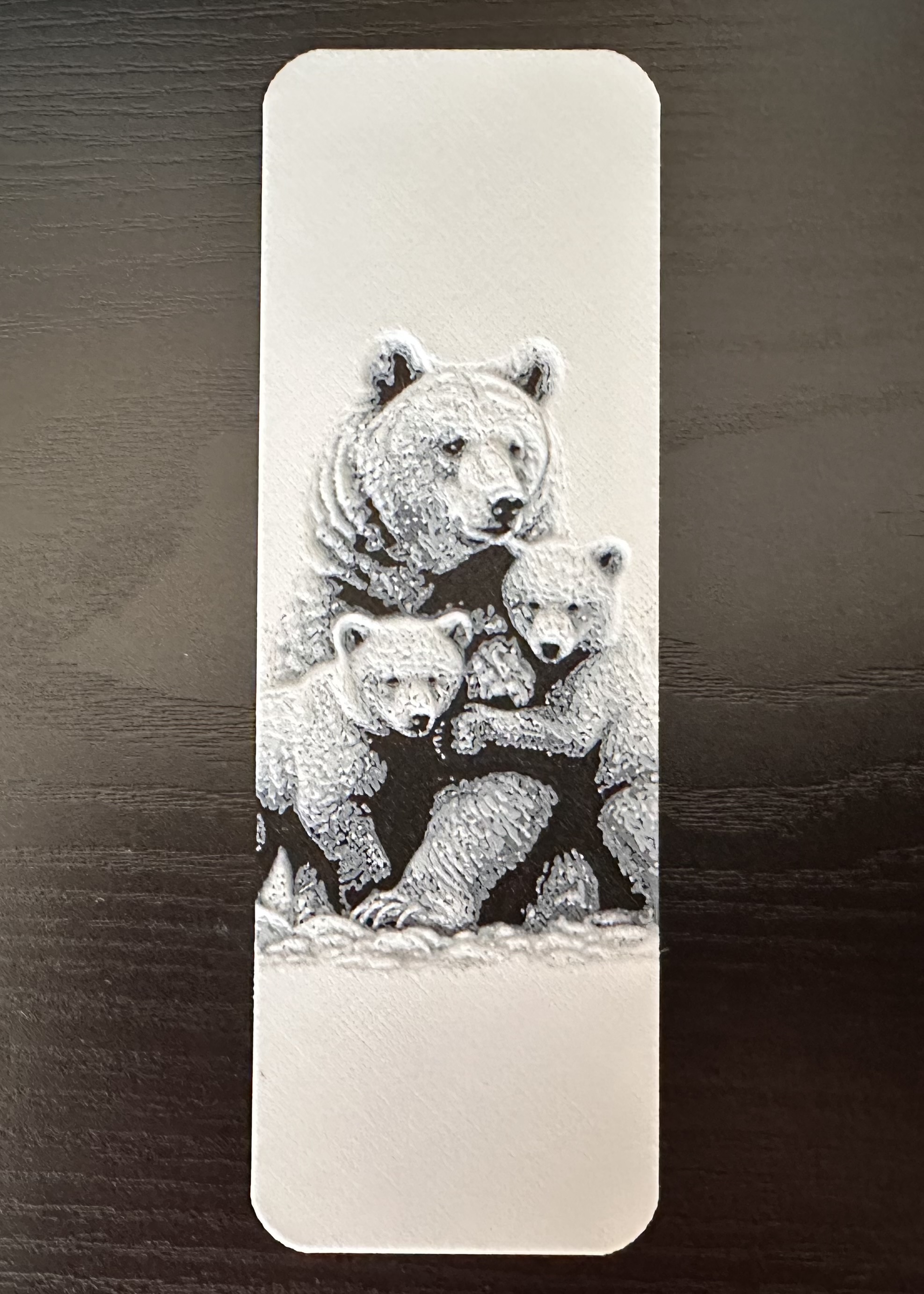 3D Printed Bookmark - Grizzly Bear & Cubs