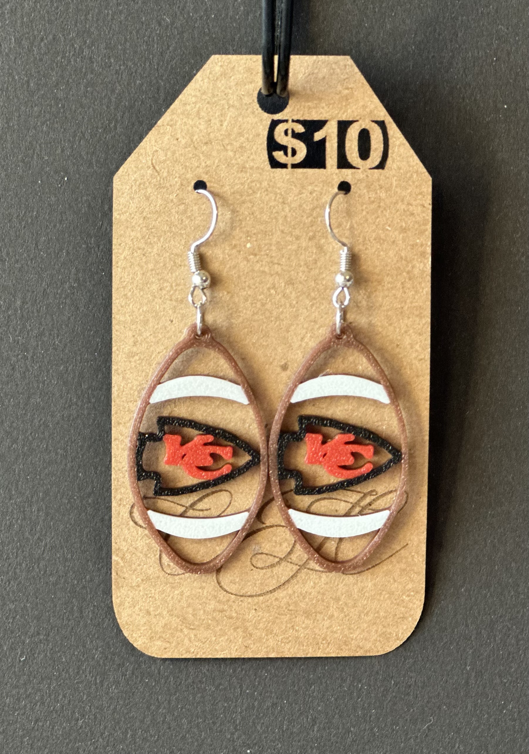3D Printed Earrings - KC Arrowhead Football