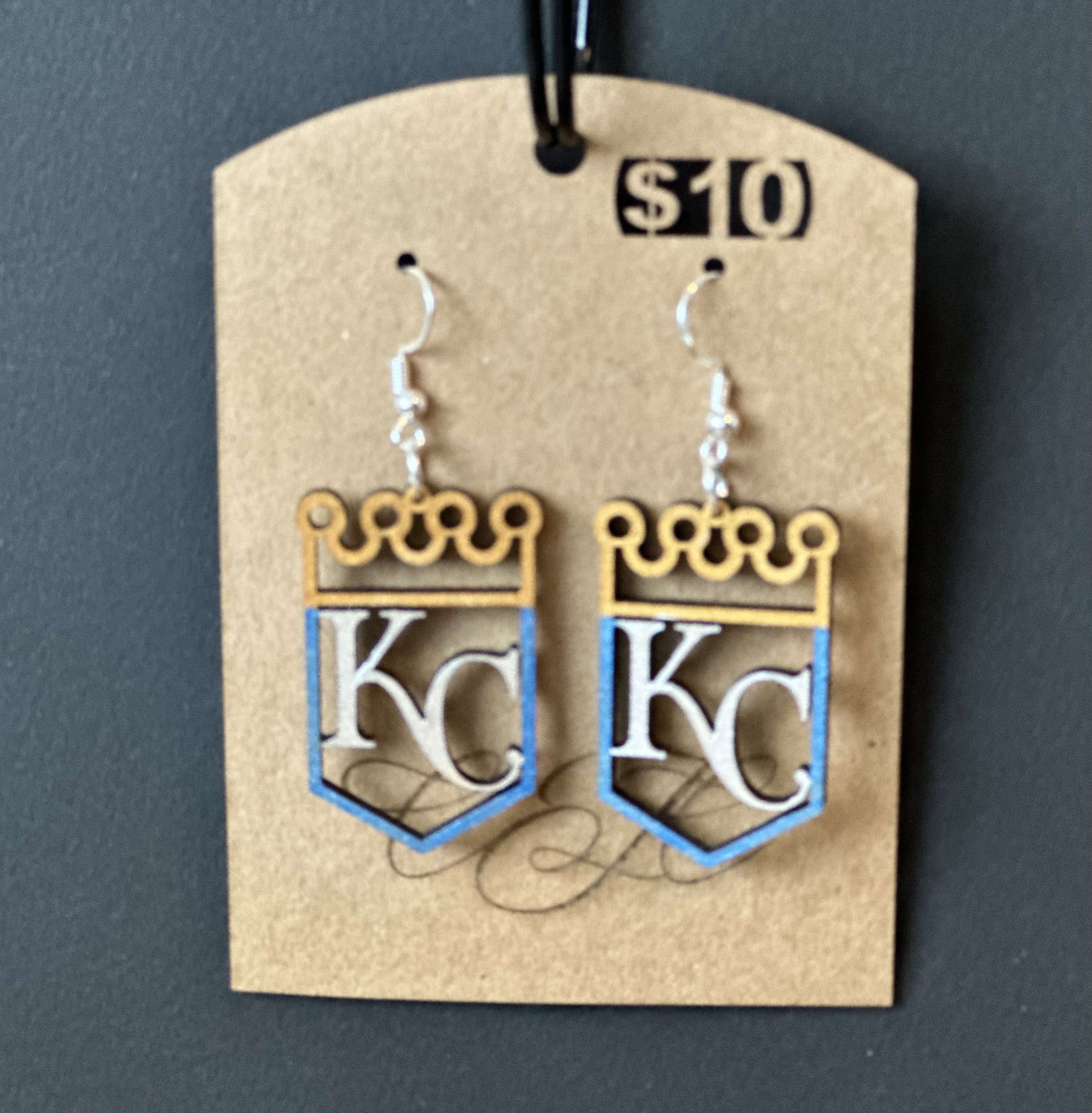 Wooden Earrings - KC Royals Crown