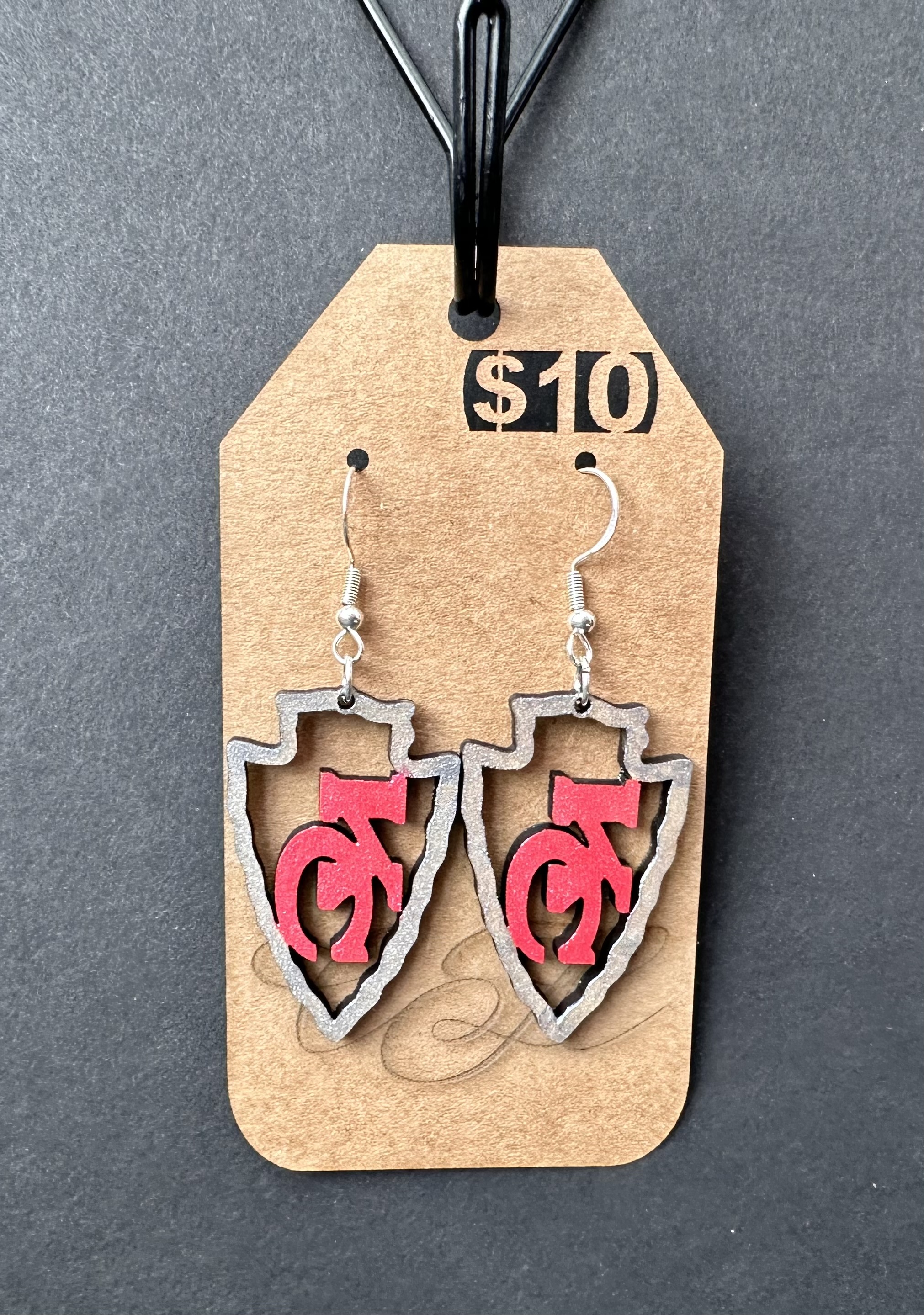 Wooden Earrings - KC Arrowhead
